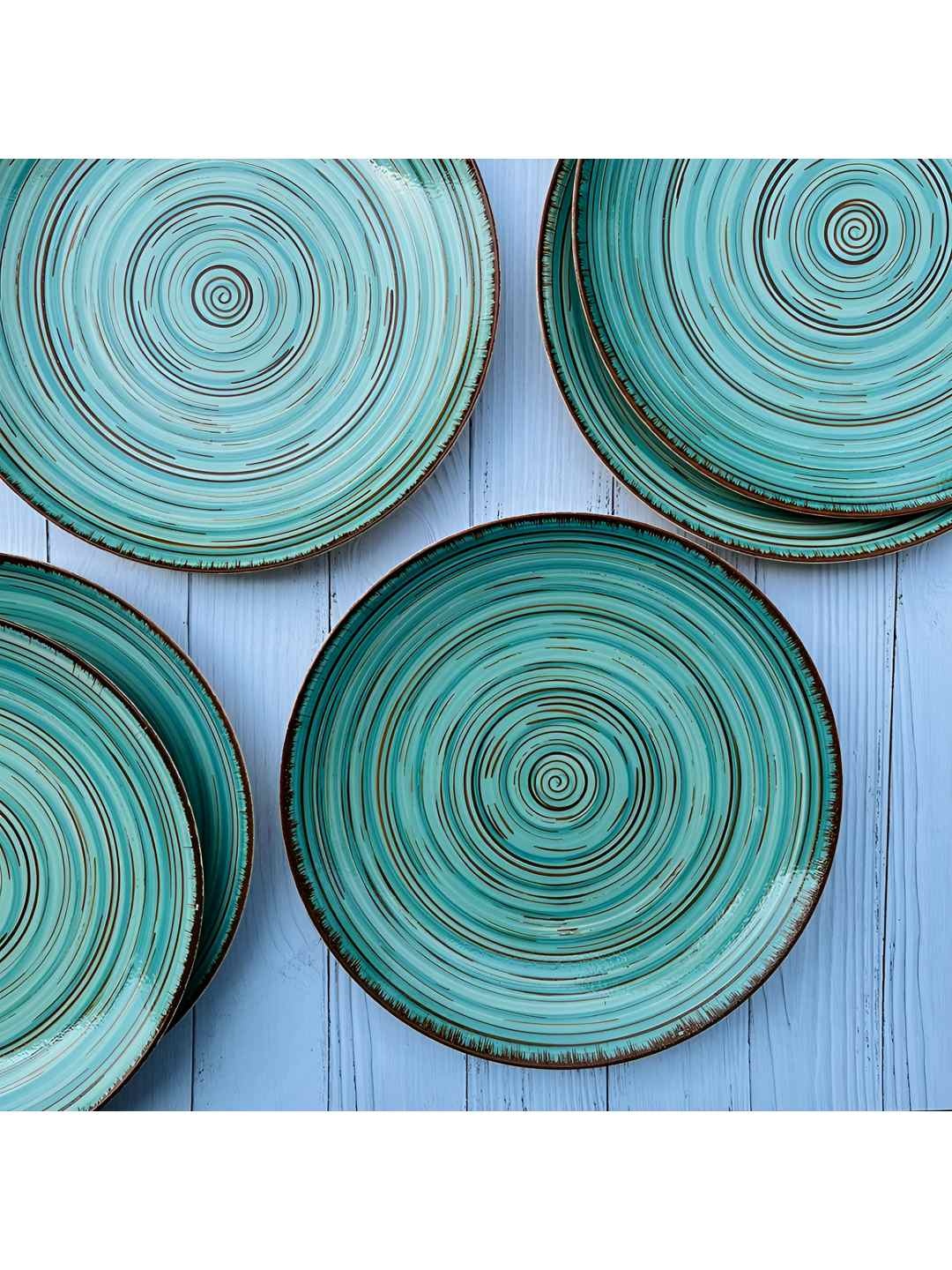 The Artisan Emporium Turquoise Blue 6 Pieces Printed Microwave Safe Ceramic Dinner Plates
The Artisan Emporium Turquoise Blue 6 Pieces Printed Microwave Safe Ceramic Dinner Plates