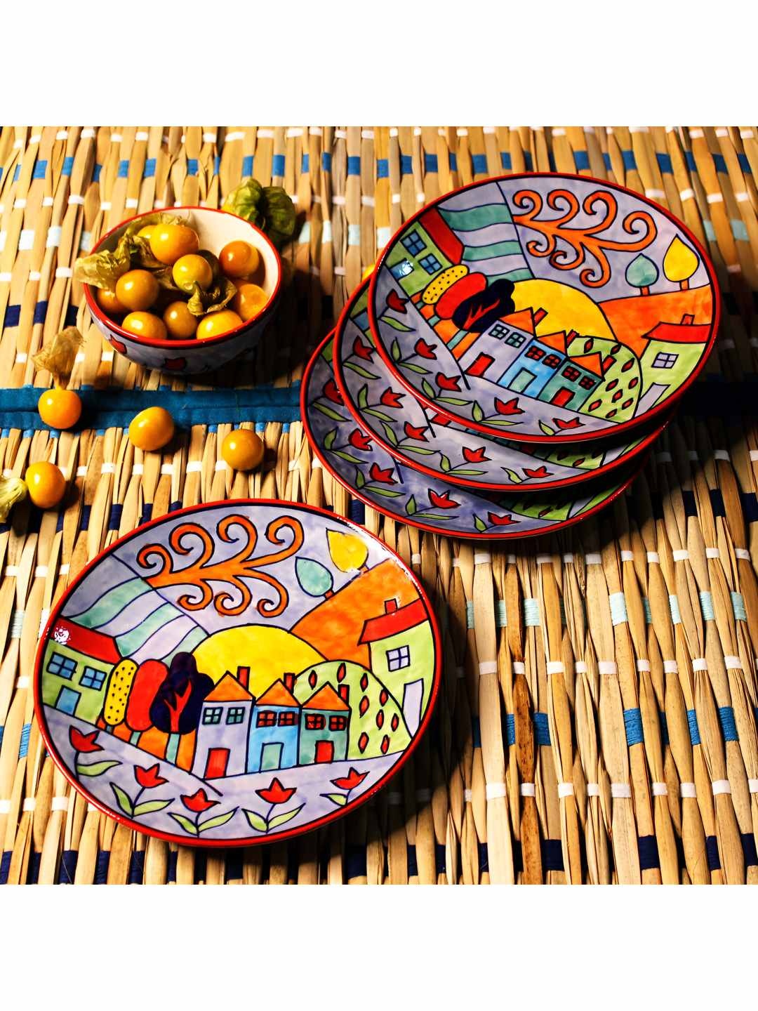 The Artisan Emporium Blue & Yellow 4 Pieces Printed Microwave Safe Glossy Ceramic Plates
The Artisan Emporium Blue & Yellow 4 Pieces Printed Microwave Safe Glossy Ceramic Plates