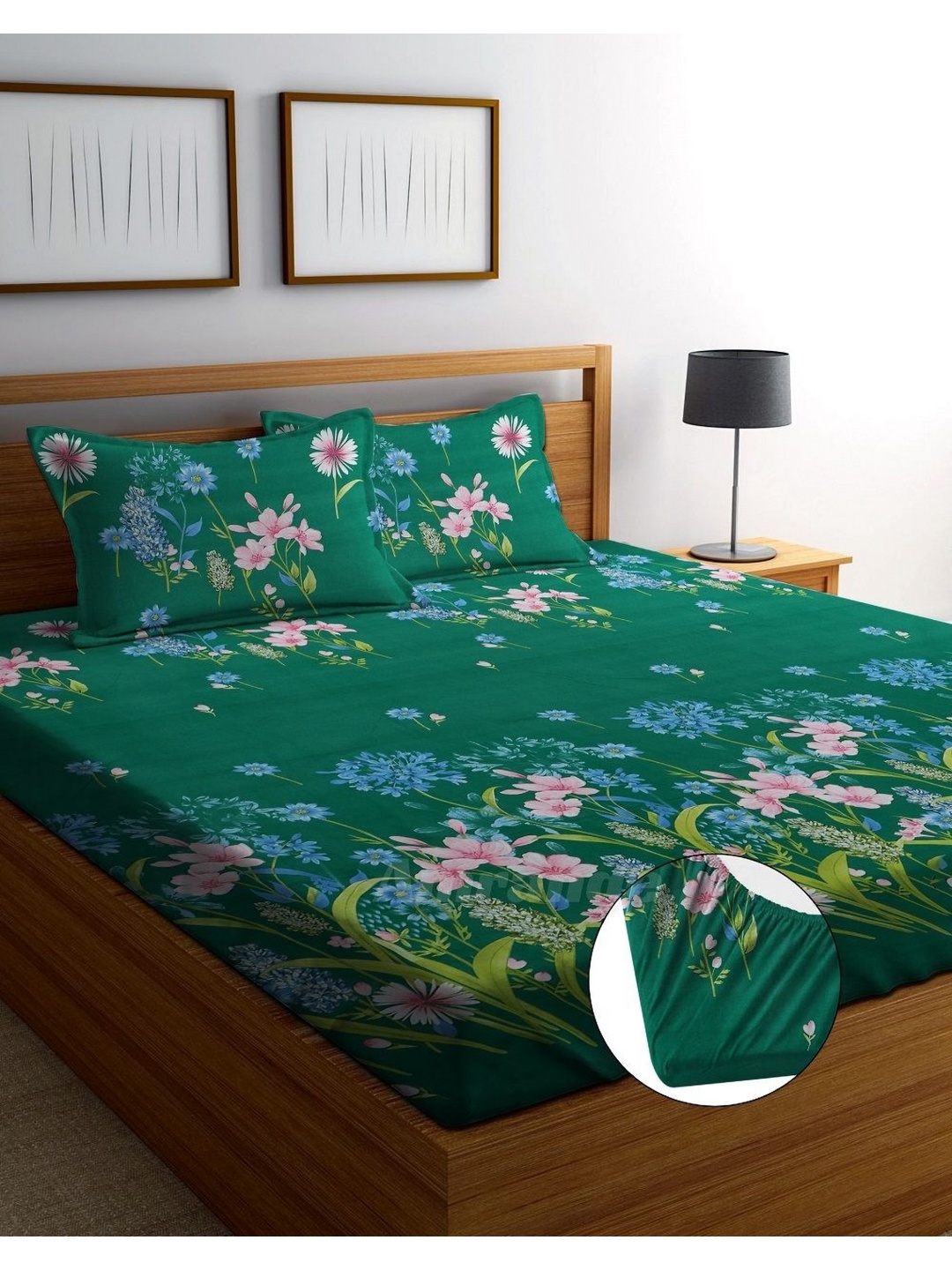 AMRANGE Green Floral Printed 250 TC Microfiber King Fitted Bedsheet With 2 Pillow Covers
AMRANGE Green Floral Printed 250 TC Microfiber King Fitted Bedsheet With 2 Pillow Covers