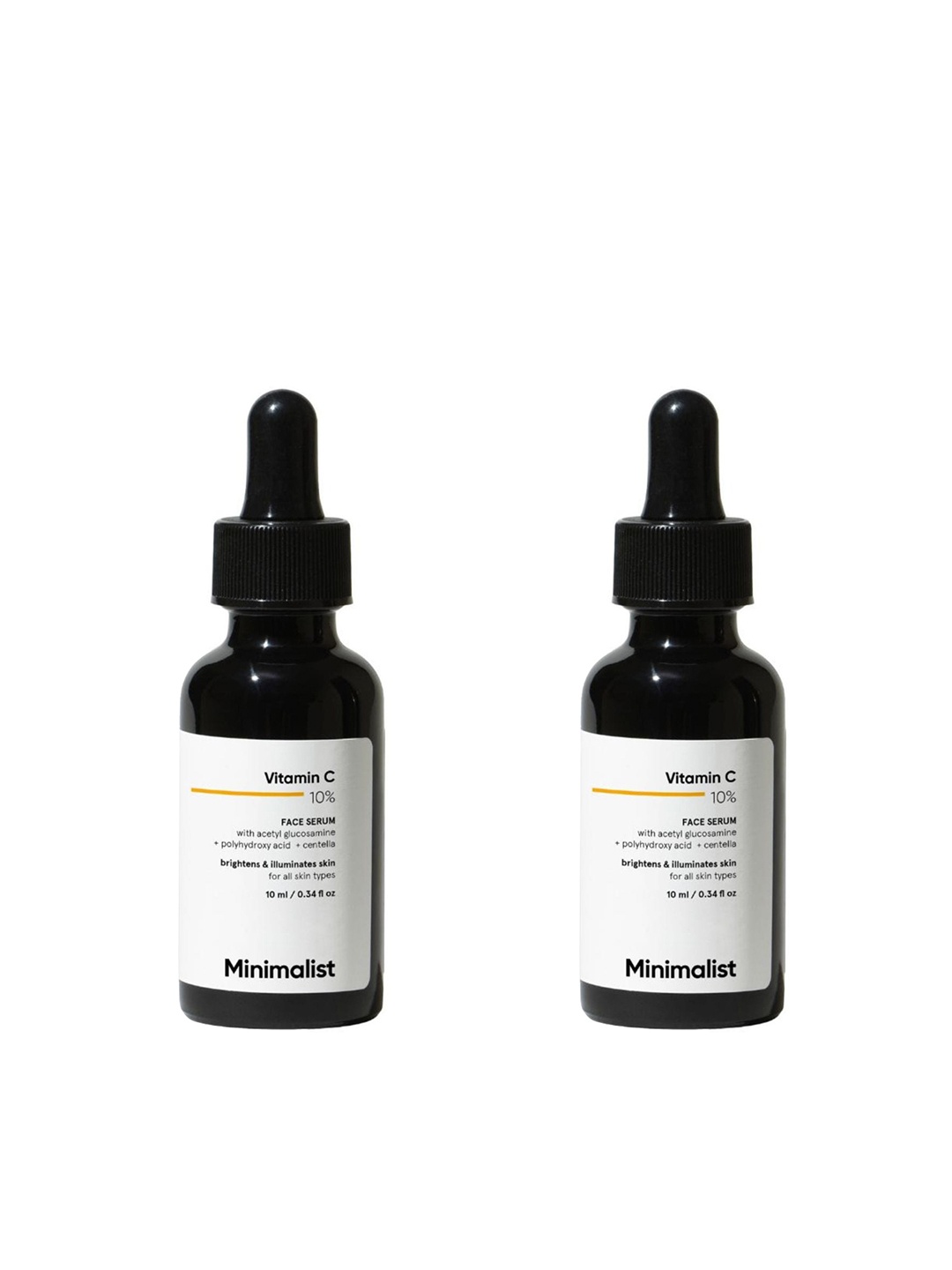 Minimalist Set of 2 Vitamin C 10% Face Serum for Brighter & Healthy Skin - 10 ml each, White
Minimalist Set of 2 Vitamin C 10% Face Serum for Brighter & Healthy Skin - 10 ml each, White
