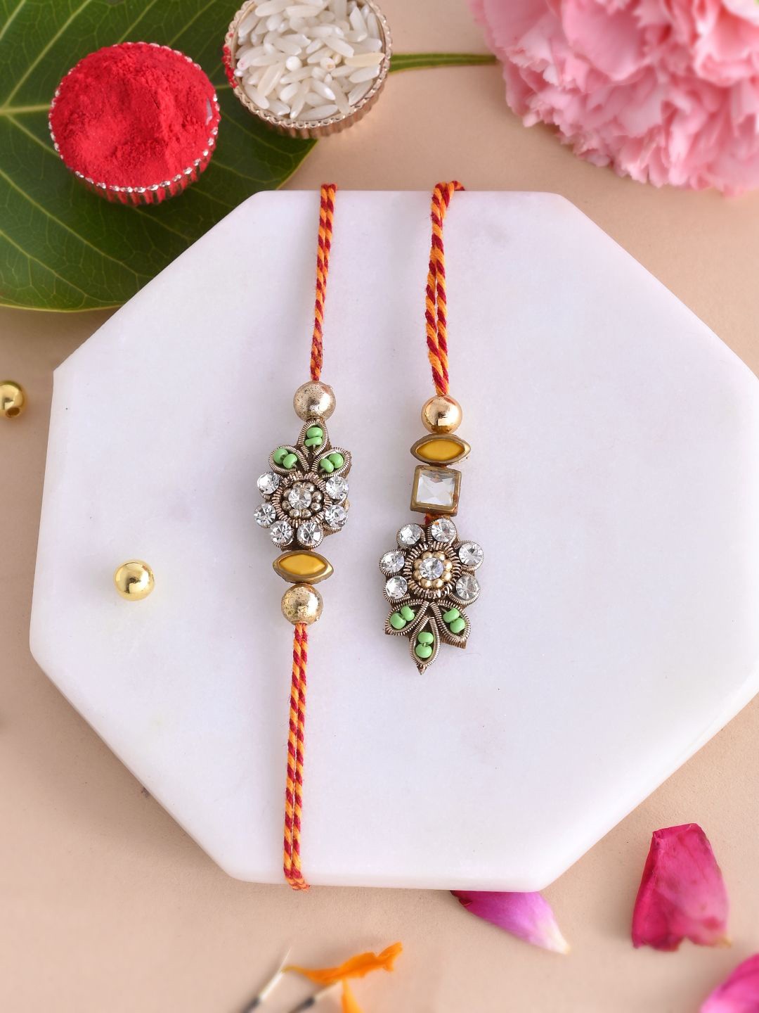 Aapno Rajasthan Bhaiya Bhabhi Kundan Studded Rakhi With Beautiful Box & Roli Chawal, White
Aapno Rajasthan Bhaiya Bhabhi Kundan Studded Rakhi With Beautiful Box & Roli Chawal, White
