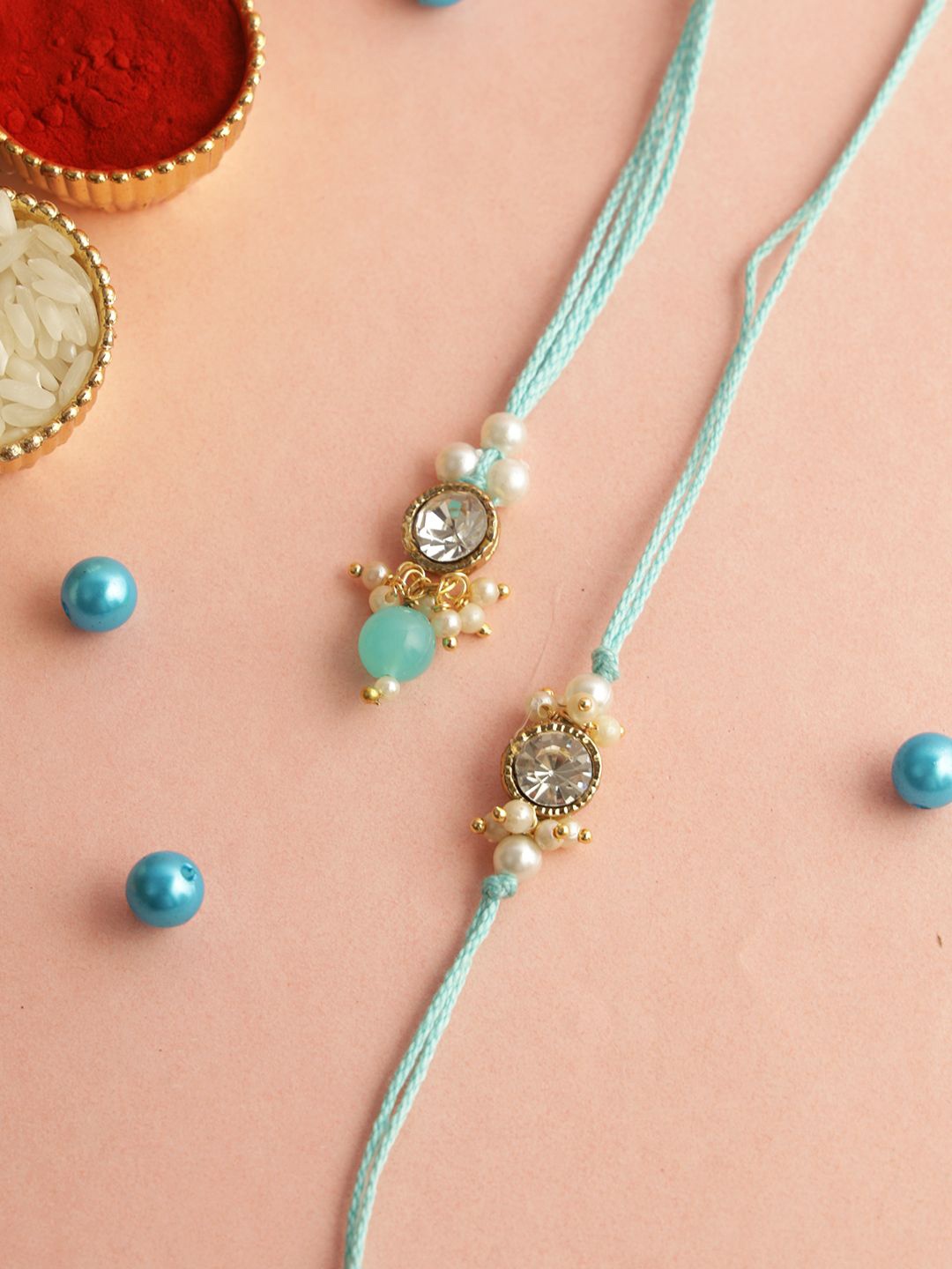 Aapno Rajasthan Stone Studded & Beaded Bhaiya Bhabhi Thread Rakhis with Roli Chawal, Gold
Aapno Rajasthan Stone Studded & Beaded Bhaiya Bhabhi Thread Rakhis with Roli Chawal, Gold
