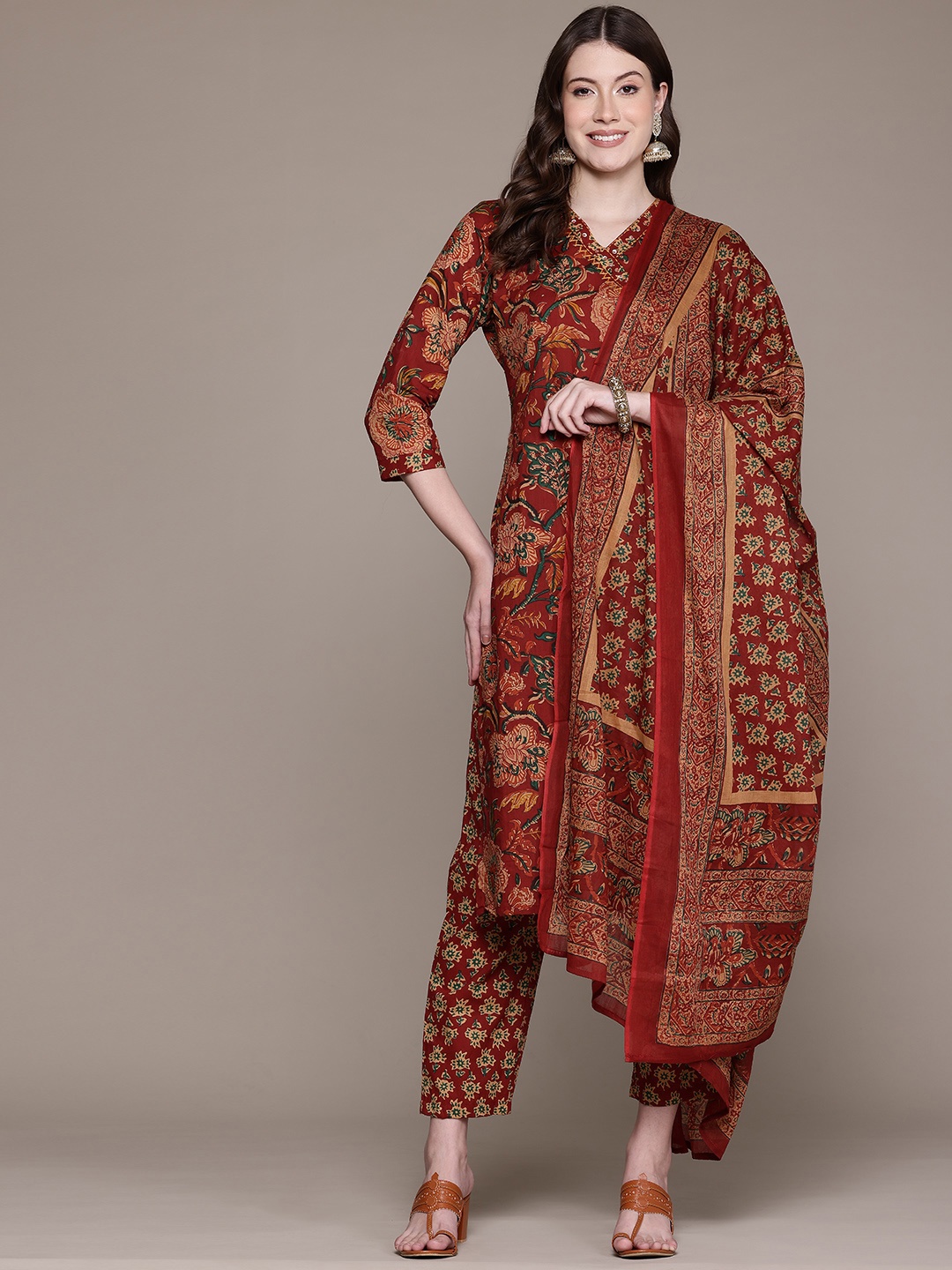 Readiprint Floral Printed Embellished Pure Cotton Kurta with Trousers & Dupatta, Red
Readiprint Floral Printed Embellished Pure Cotton Kurta with Trousers & Dupatta, Red