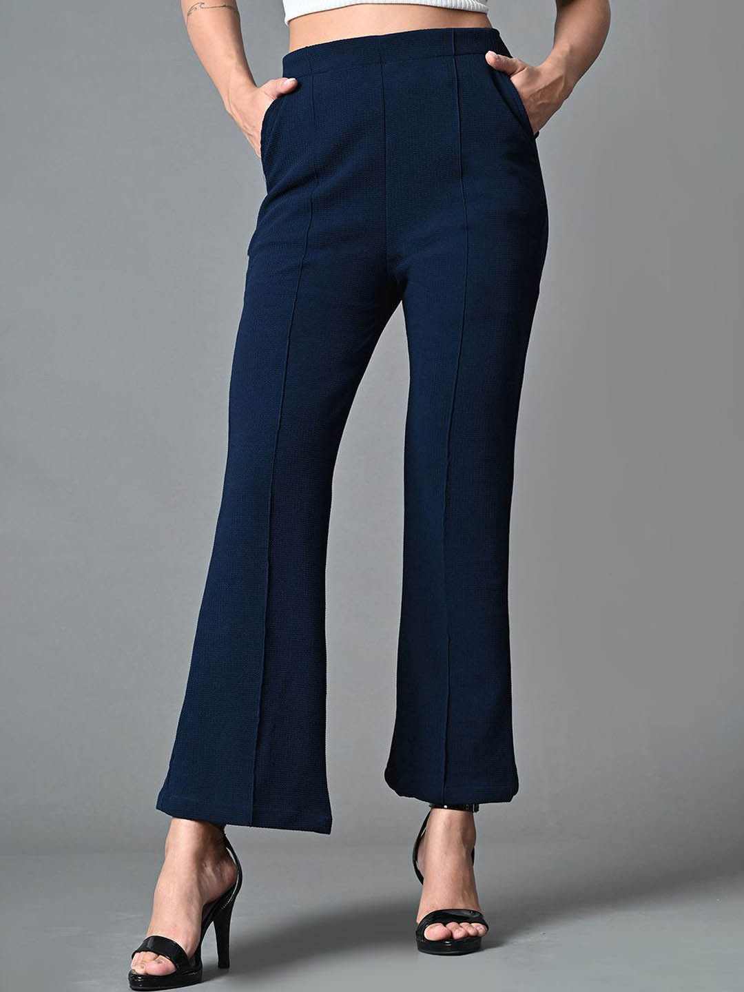 Roadster Flared-Fit Parallel Bootcut Trousers, Navy blue 
Roadster Flared-Fit Parallel Bootcut Trousers, Navy blue