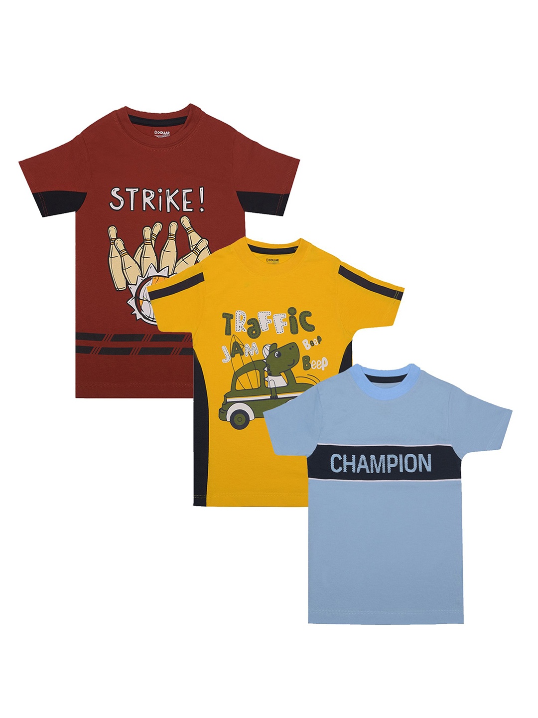 Dollar Champion Kidswear Boys Pack Of 3 Graphic Printed Round Neck Cotton T-Shirt, Yellow
Dollar Champion Kidswear Boys Pack Of 3 Graphic Printed Round Neck Cotton T-Shirt, Yellow