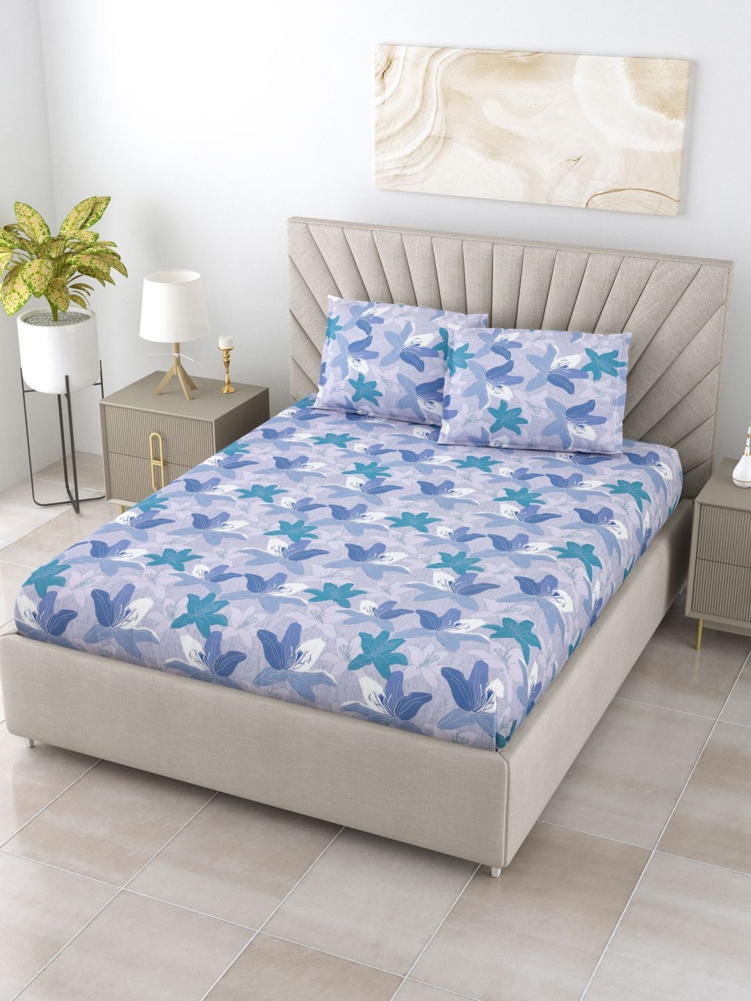 BOMBAY DYEING Epigram Blue Printed 144TC Pure Cotton Double Queen Bedsheet & Pillow Covers
BOMBAY DYEING Epigram Blue Printed 144TC Pure Cotton Double Queen Bedsheet & Pillow Covers