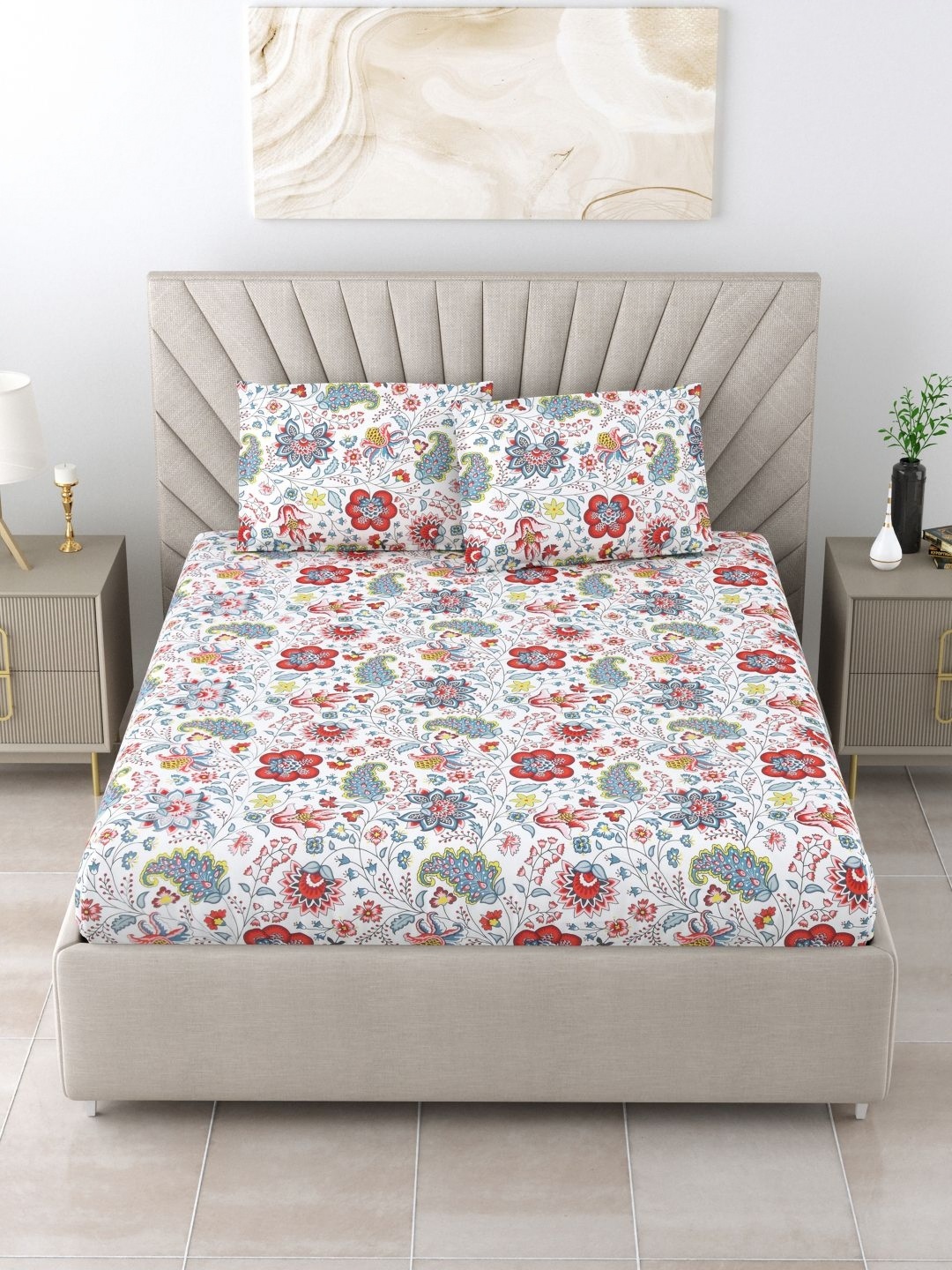 BOMBAY DYEING Cardinal Maroon Printed 120 TC Pure Cotton King Bedsheet & 2 Pillow Covers
BOMBAY DYEING Cardinal Maroon Printed 120 TC Pure Cotton King Bedsheet & 2 Pillow Covers