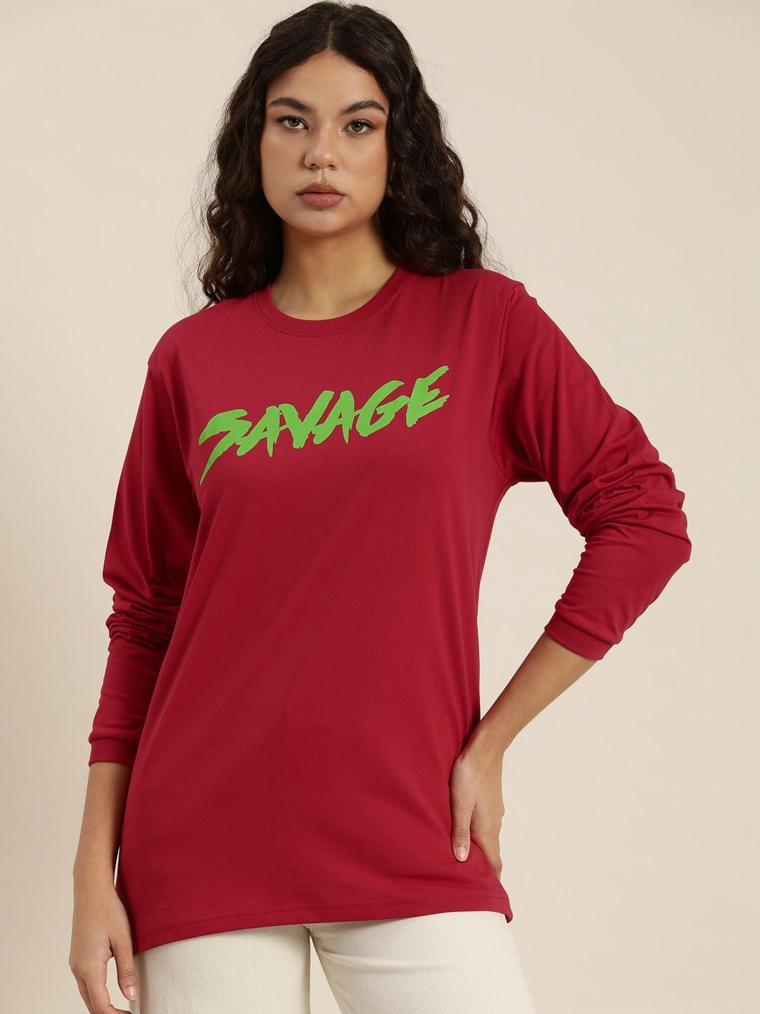 Difference of Opinion Women Graphic Printed Round Neck Cotton Oversized T-Shirt, Red
Difference of Opinion Women Graphic Printed Round Neck Cotton Oversized T-Shirt, Red