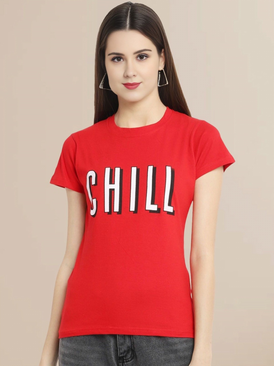 Fabflee Women Typography Printed Round Neck Pure Cotton Slim Fit Casual T-Shirt, Red
Fabflee Women Typography Printed Round Neck Pure Cotton Slim Fit Casual T-Shirt, Red