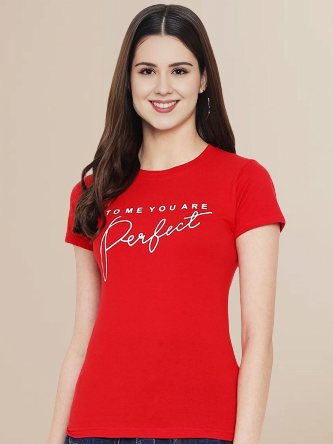 Fabflee Women Typography Printed Round Neck Pure Cotton Slim Fit Casual T-Shirt, Red
Fabflee Women Typography Printed Round Neck Pure Cotton Slim Fit Casual T-Shirt, Red