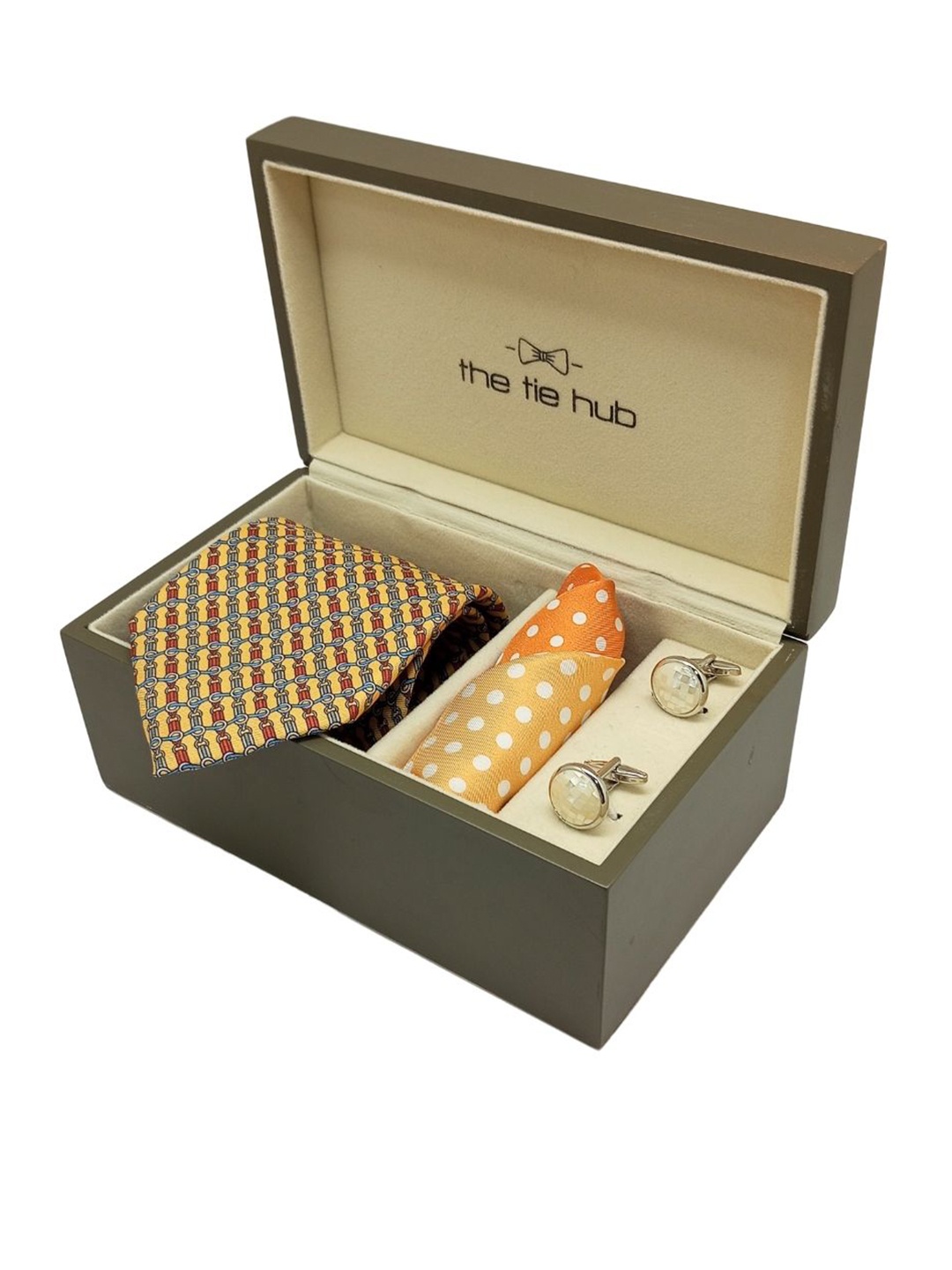 The Tie Hub Men Accessory Gift Set of Necktie with Pocket Square and Cufflink Giftset, Yellow
The Tie Hub Men Accessory Gift Set of Necktie with Pocket Square and Cufflink Giftset, Yellow