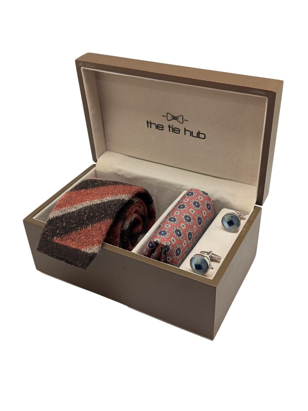 The Tie Hub Men Accessory Gift Set of Silk Necktie with Silk Pocket Square & Cufflink, Brown
The Tie Hub Men Accessory Gift Set of Silk Necktie with Silk Pocket Square & Cufflink, Brown