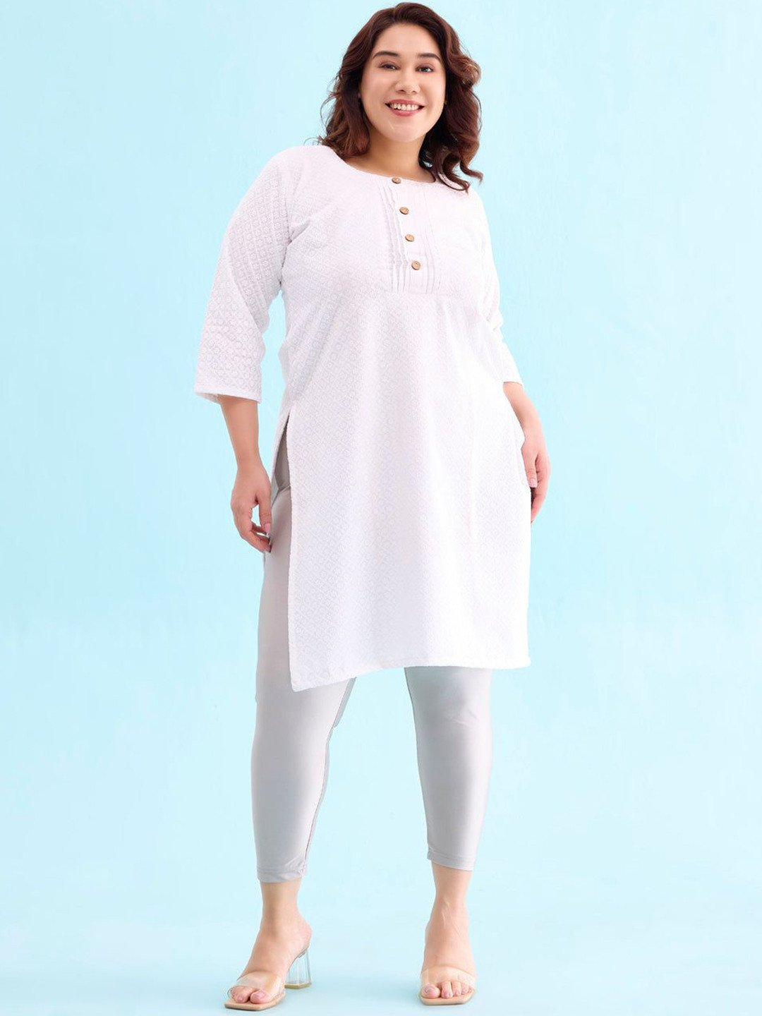 Go Colors Three-Fourth Length Leggings, Silver 
Go Colors Three-Fourth Length Leggings, Silver