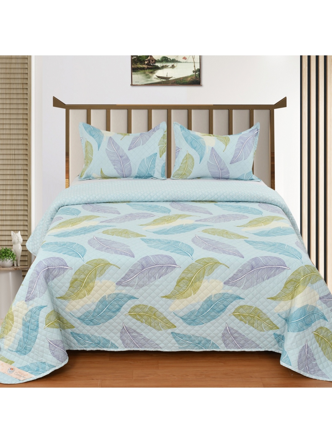 MallowWorld Blue Floral Printed 250 to 349 TC Cotton Quilted Double King Bed Cover Set
MallowWorld Blue Floral Printed 250 to 349 TC Cotton Quilted Double King Bed Cover Set