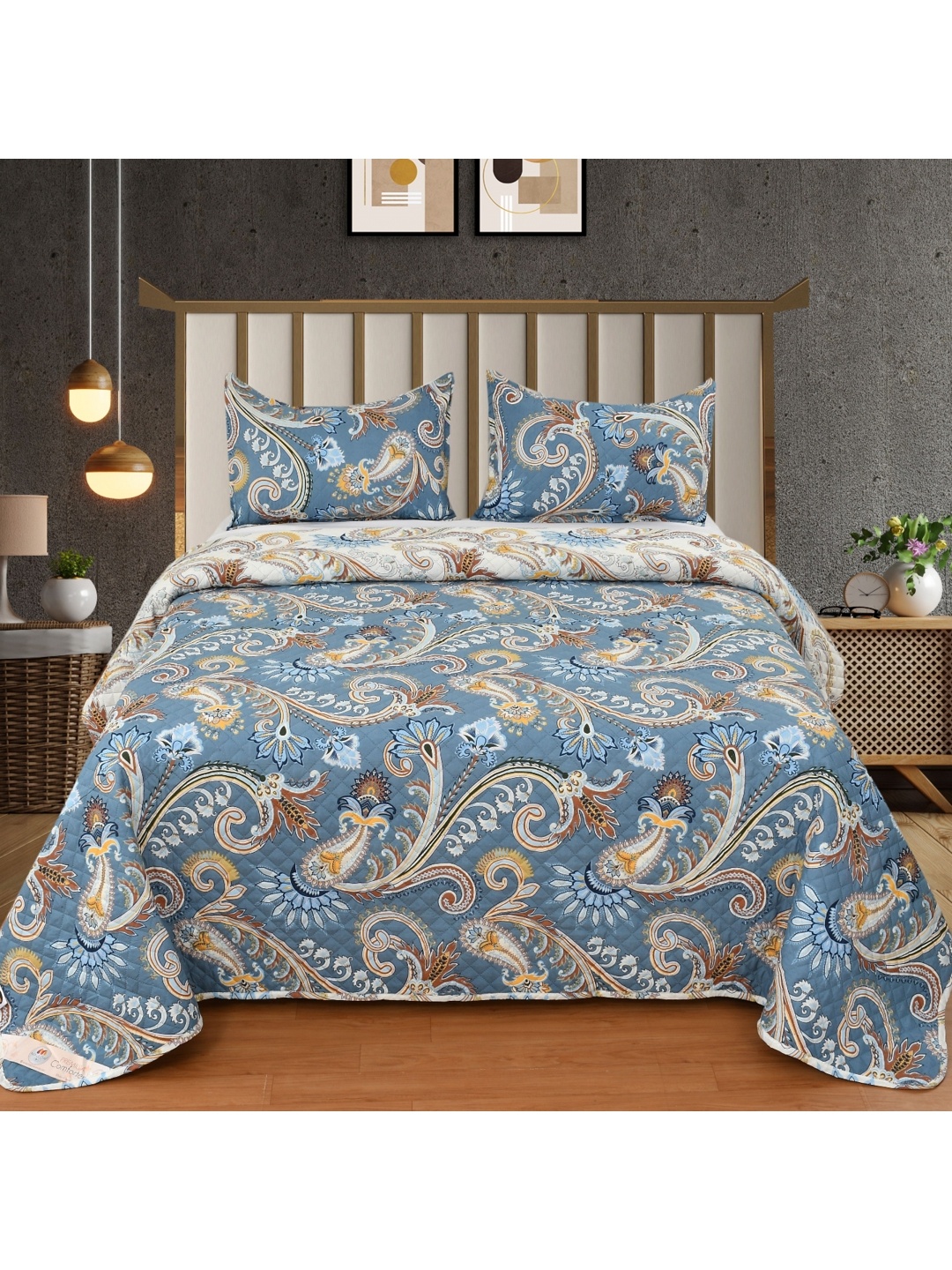 MallowWorld Grey & White Printed 250 to 349 TC Cotton Quilted Double King Bed Cover Set
MallowWorld Grey & White Printed 250 to 349 TC Cotton Quilted Double King Bed Cover Set