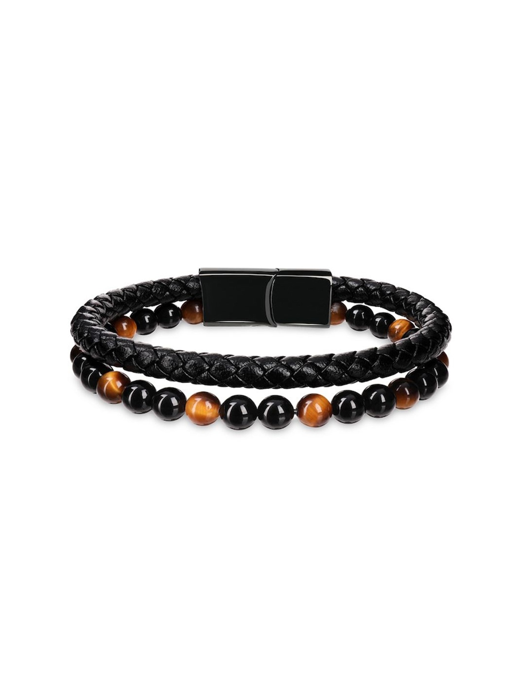 Krelin Men Beaded Wraparound Bracelet, Black