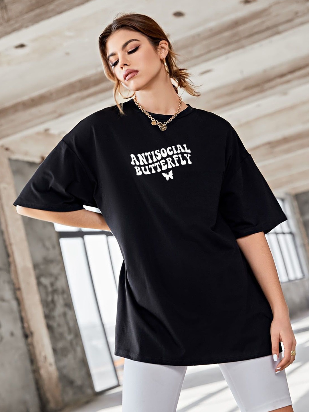 TRENDY RABBIT Women People and Places Printed Round Neck Cotton Oversized T-shirt, Black
TRENDY RABBIT Women People and Places Printed Round Neck Cotton Oversized T-shirt, Black