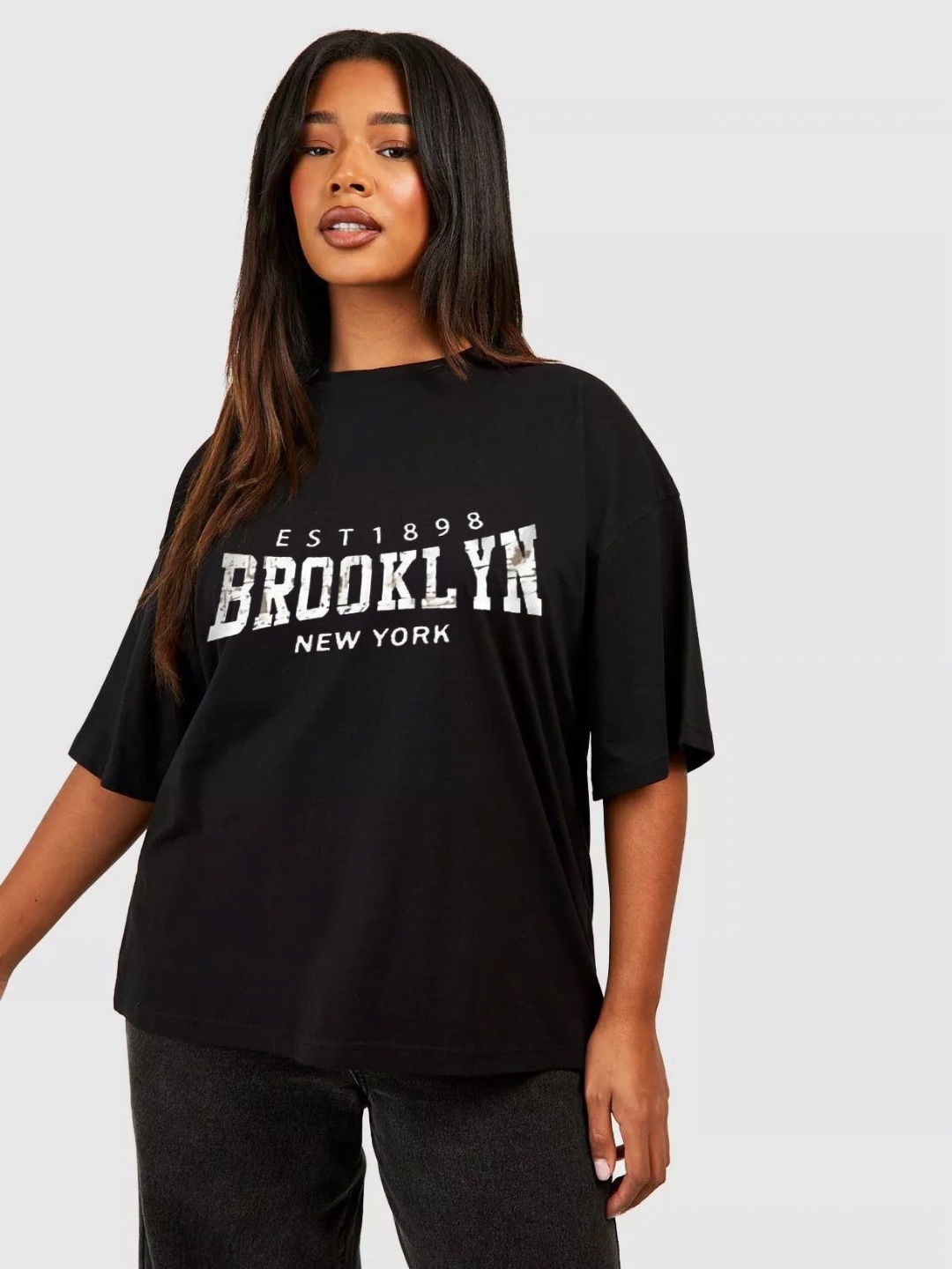 TRENDY RABBIT Women People and Places Printed Round Neck Cotton Oversized T-shirt, Black
TRENDY RABBIT Women People and Places Printed Round Neck Cotton Oversized T-shirt, Black