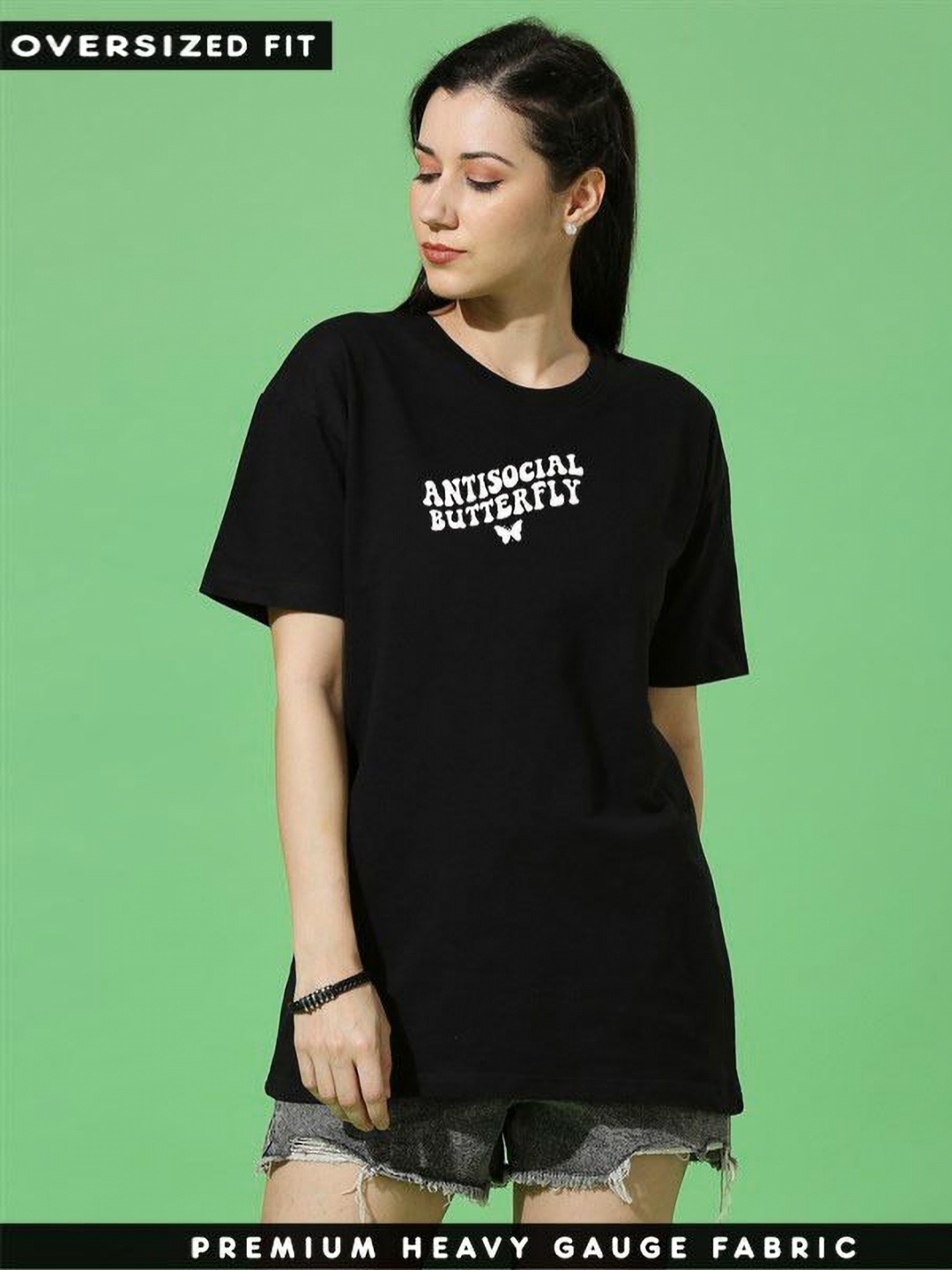 TRENDY RABBIT Women Typography Printed Round Neck Cotton Oversized T-shirt, Black
TRENDY RABBIT Women Typography Printed Round Neck Cotton Oversized T-shirt, Black