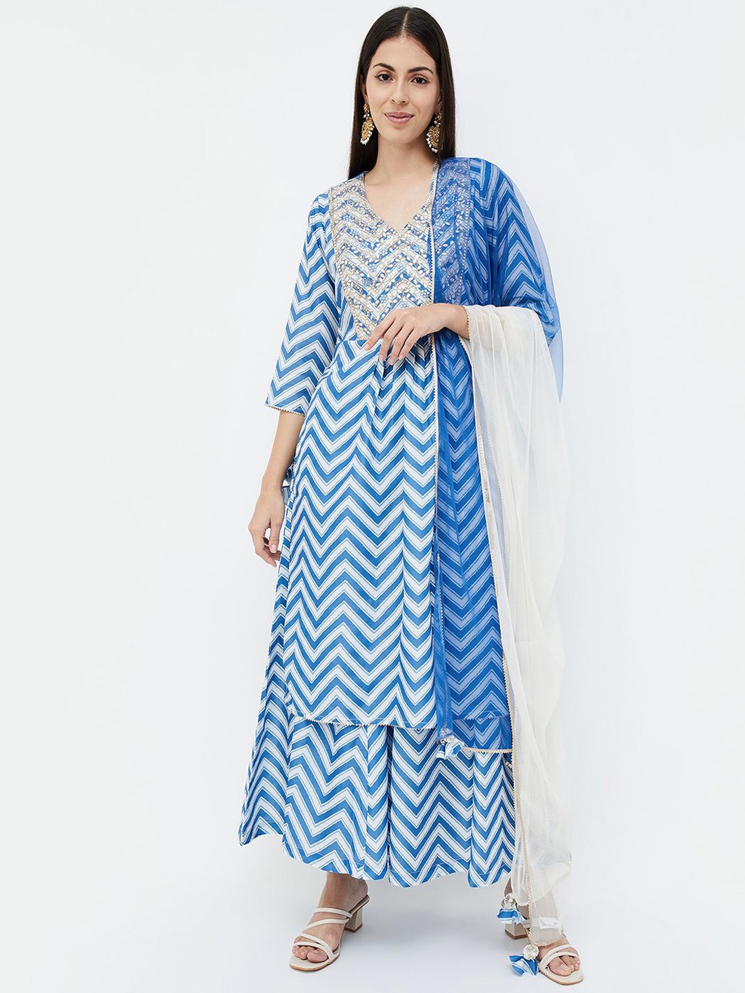Melange by Lifestyle Geometric Printed Mirror Work Regular Kurta Palazzos & With Dupatta, Blue
Melange by Lifestyle Geometric Printed Mirror Work Regular Kurta Palazzos & With Dupatta, Blue
