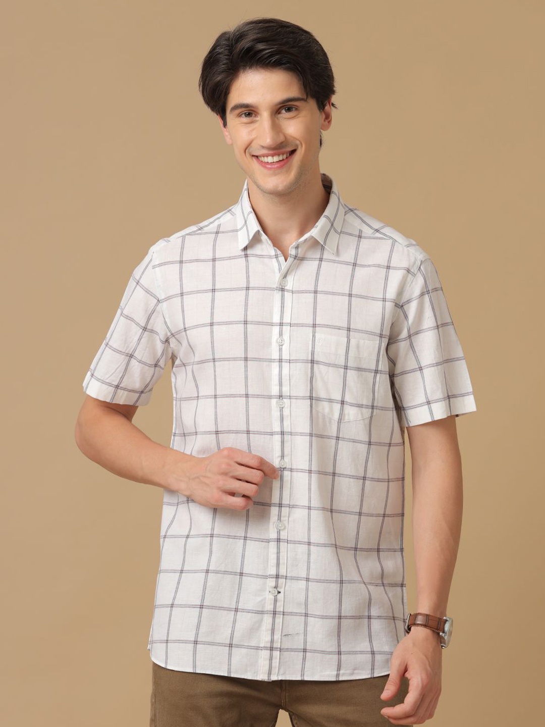 CAVALLO by Linen Club Men Windowpane Checks Checked Slim Fit Opaque Casual Shirt, White
CAVALLO by Linen Club Men Windowpane Checks Checked Slim Fit Opaque Casual Shirt, White