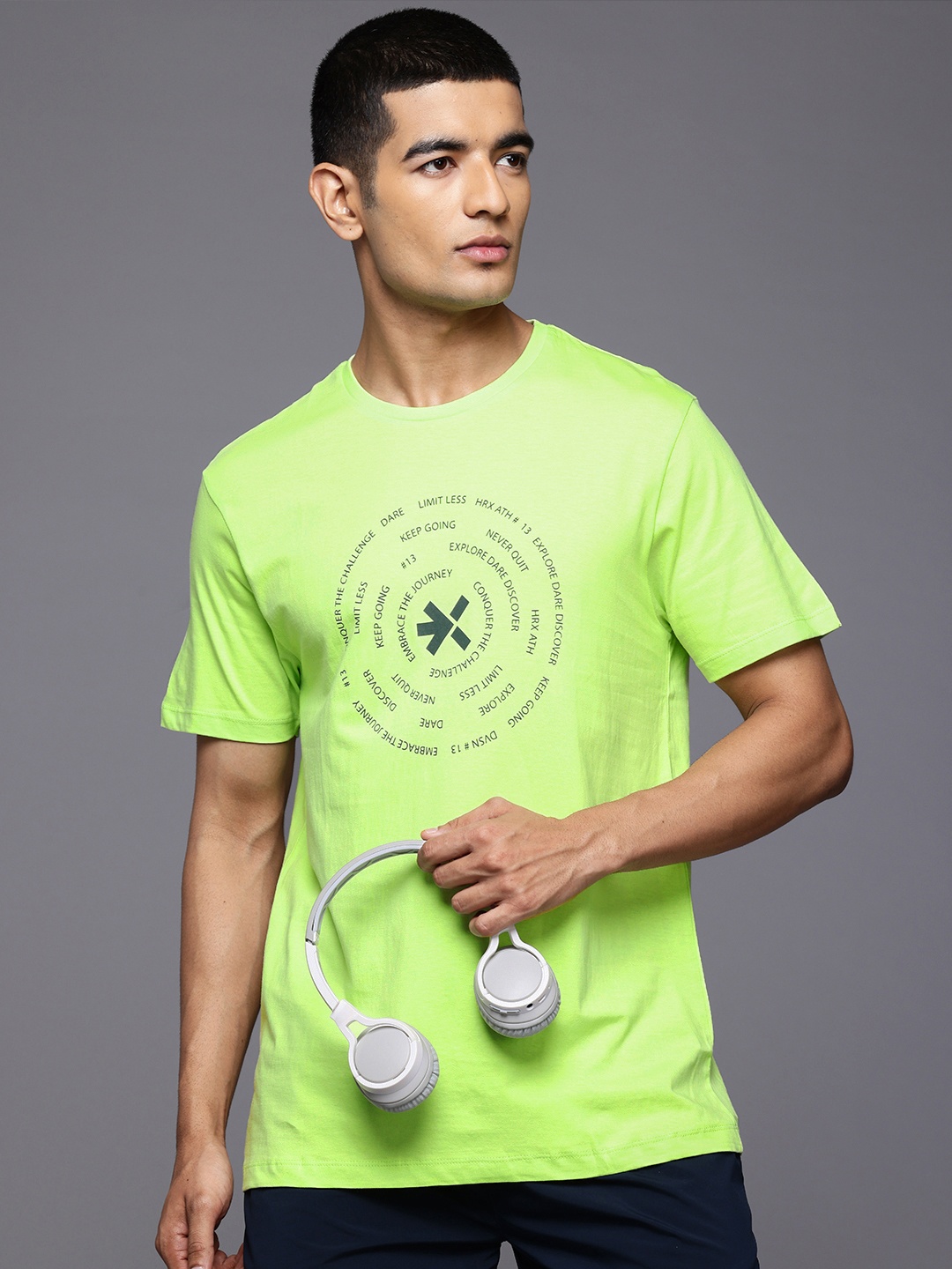 HRX by Hrithik Roshan Men Typography Printed Pure Cotton T-shirt, Fluorescent green
HRX by Hrithik Roshan Men Typography Printed Pure Cotton T-shirt, Fluorescent green