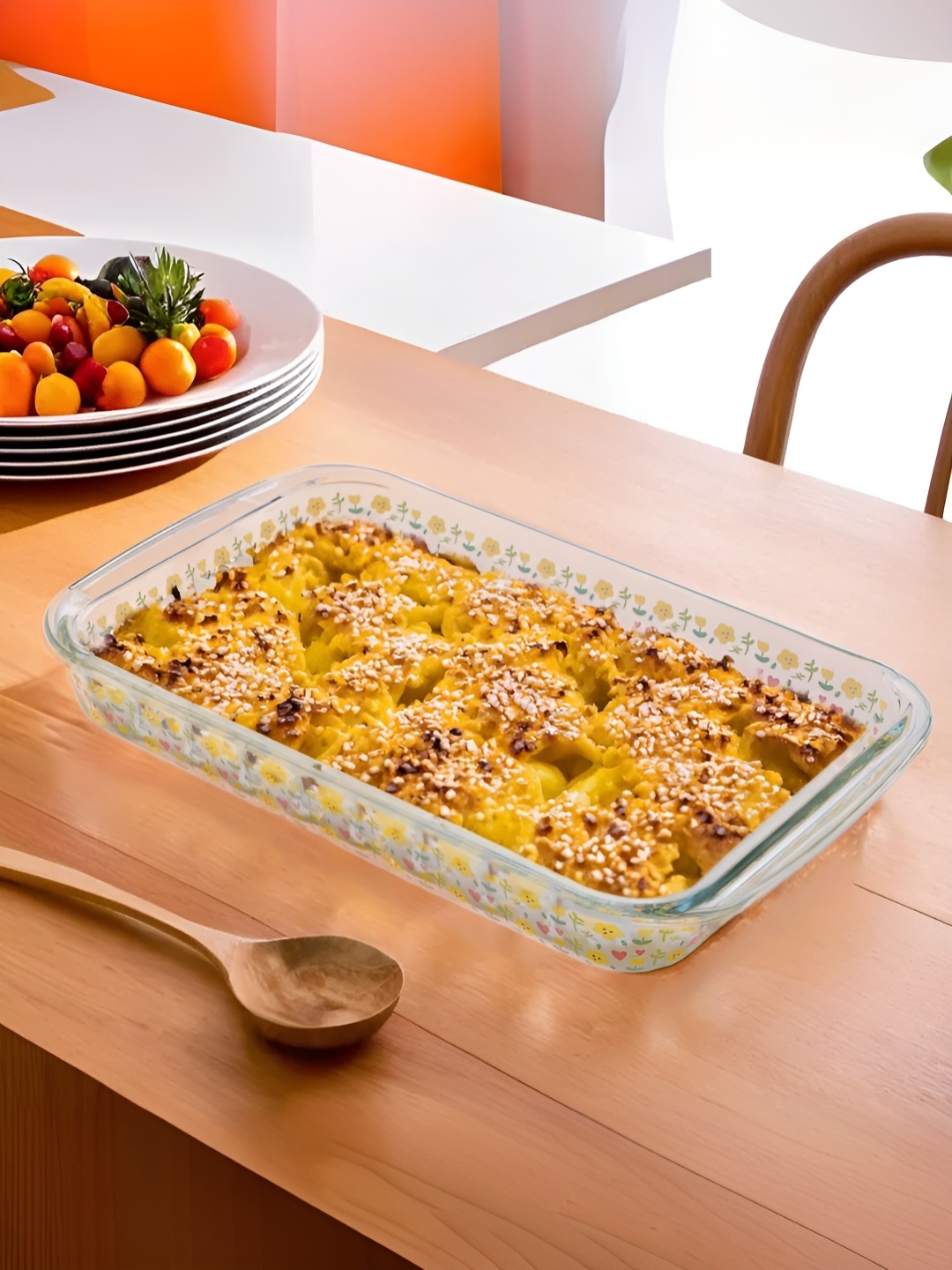The Better Home Zeno Transparent & Yellow Printed Borosilicate Glass Glass Baking Tray
The Better Home Zeno Transparent & Yellow Printed Borosilicate Glass Glass Baking Tray