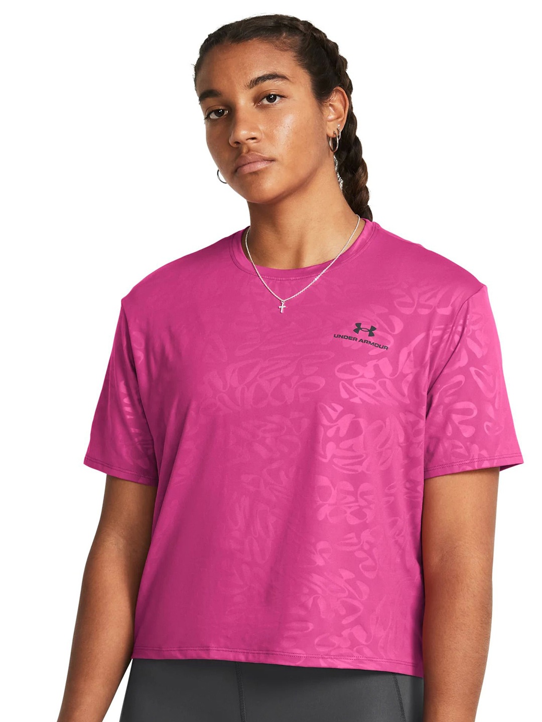 UNDER ARMOUR Women UA Vanish Energy Emboss Printed Crop Relaxed Fit T-Shirt, Pink
UNDER ARMOUR Women UA Vanish Energy Emboss Printed Crop Relaxed Fit T-Shirt, Pink