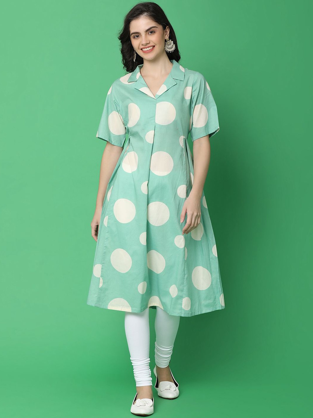 UNLIMITED Geometric Printed Shirt Collar Short Sleeves Cotton Cambric A-Line Kurta, Green
UNLIMITED Geometric Printed Shirt Collar Short Sleeves Cotton Cambric A-Line Kurta, Green
