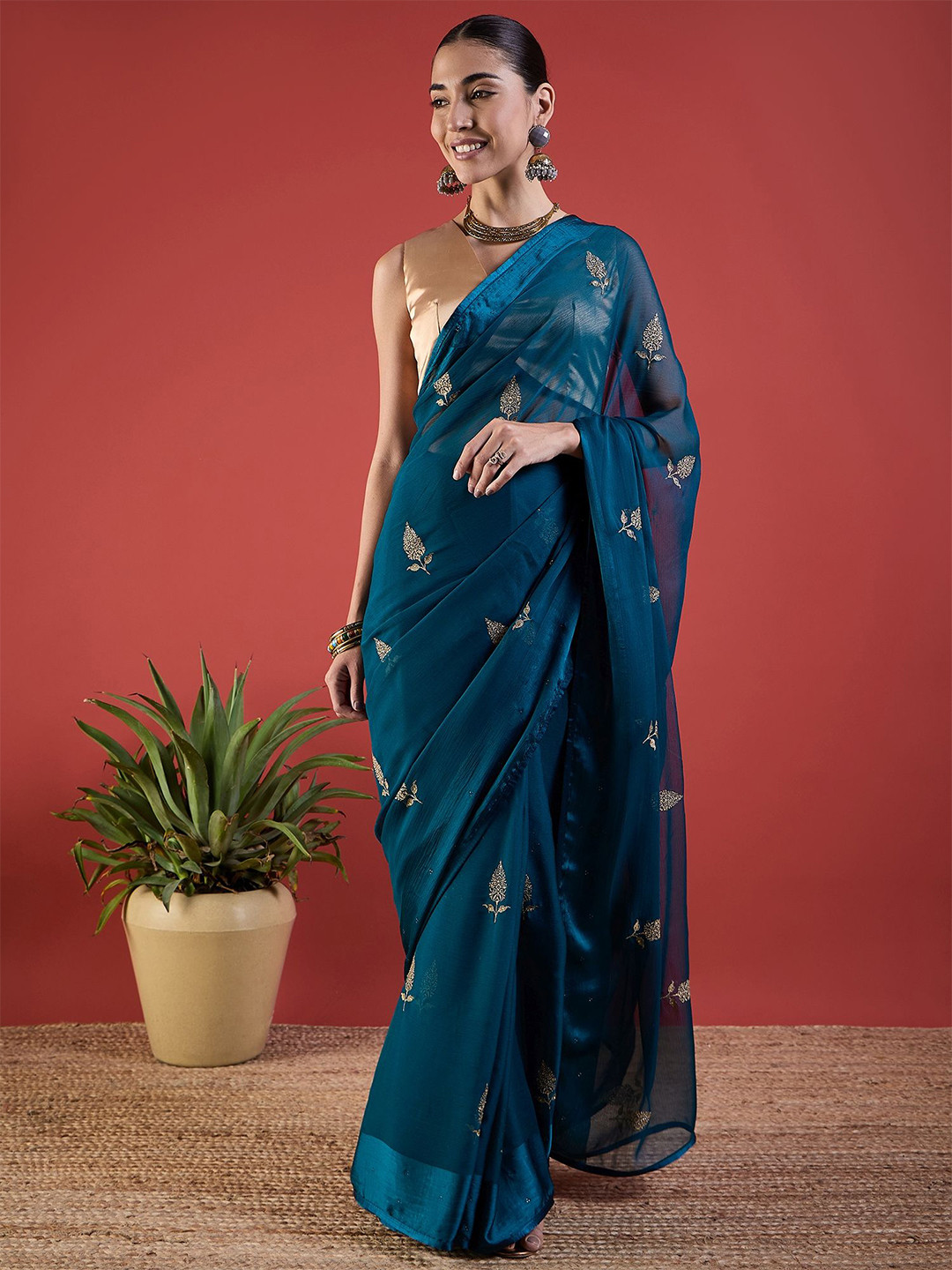 all about you Pure Chiffon Embellished Embroidered Party Celebrity Saree, Blue 
all about you Pure Chiffon Embellished Embroidered Party Celebrity Saree, Blue