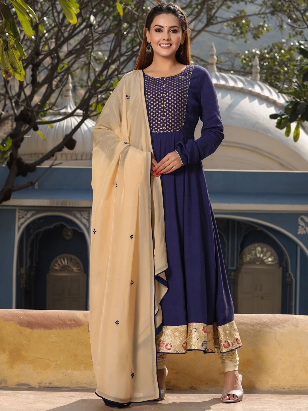 Jaipur Kurti Floral Yoke Design Regular Anarkali Kurta With Churidar & Dupatta, Blue
Jaipur Kurti Floral Yoke Design Regular Anarkali Kurta With Churidar & Dupatta, Blue