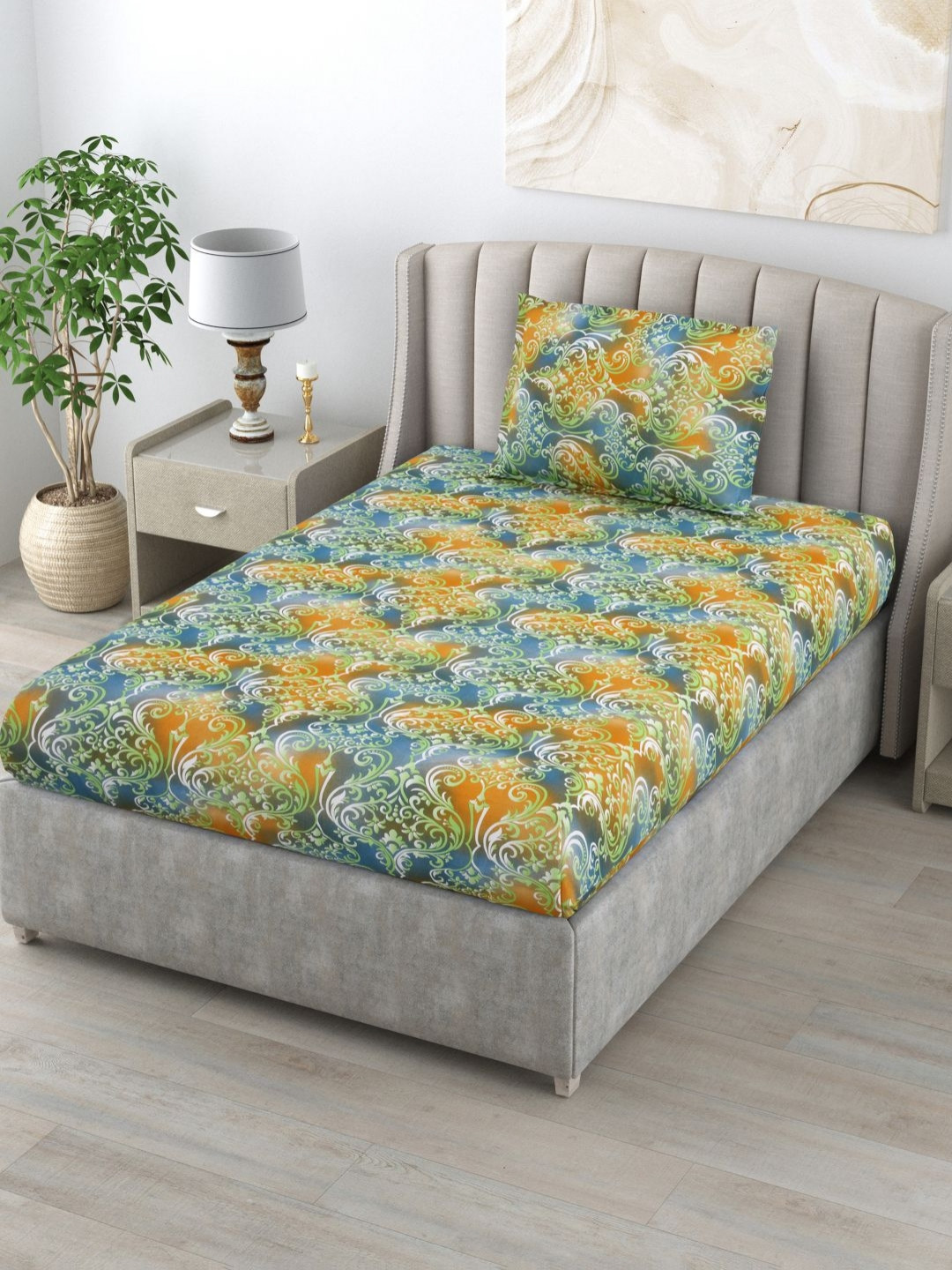 BOMBAY DYEING Yellow & Green Floral 144 TC Single Bedsheet with 1 Pillow Covers
BOMBAY DYEING Yellow & Green Floral 144 TC Single Bedsheet with 1 Pillow Covers