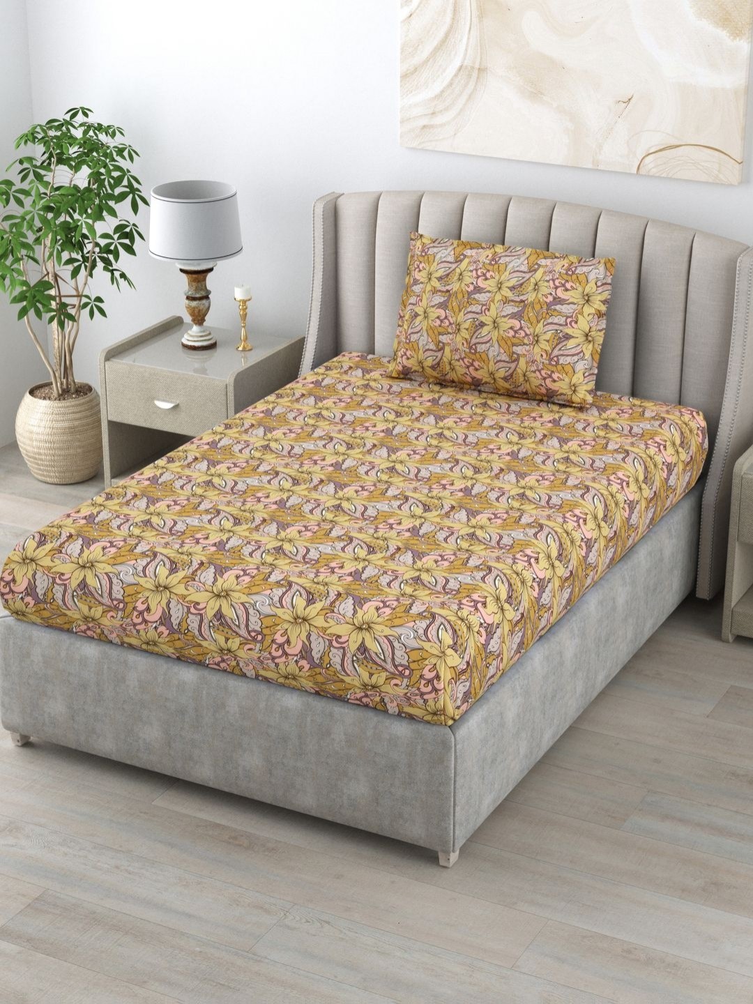 BOMBAY DYEING Epigram Yellow Printed Pure Cotton 144 TC Single Bedsheet & Pillow Covers
BOMBAY DYEING Epigram Yellow Printed Pure Cotton 144 TC Single Bedsheet & Pillow Covers