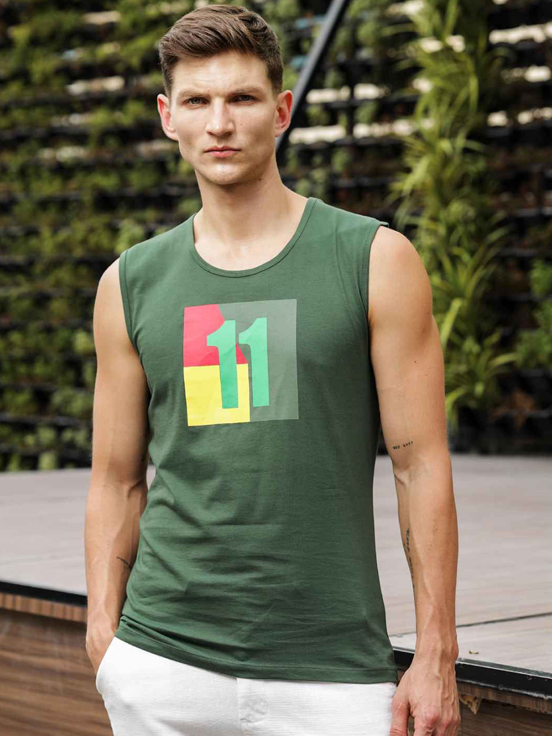 ONE SKY Men Printed Pure Cotton Innerwear Vest, Green
ONE SKY Men Printed Pure Cotton Innerwear Vest, Green