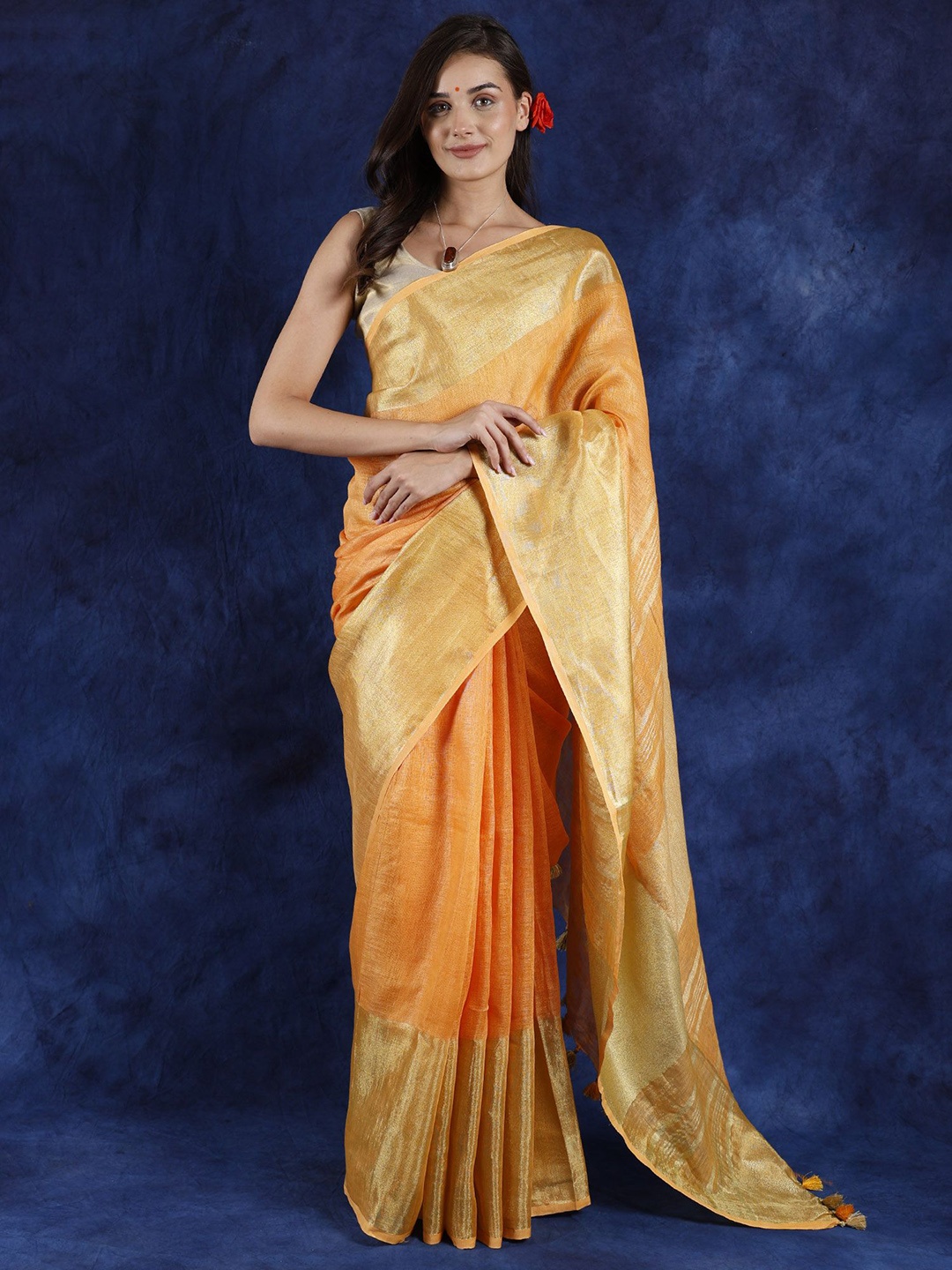 Exotic India Blazing Orange Khadi Cotton Saree with Golden Thread Weave Border & Aanchal
Exotic India Blazing Orange Khadi Cotton Saree with Golden Thread Weave Border & Aanchal