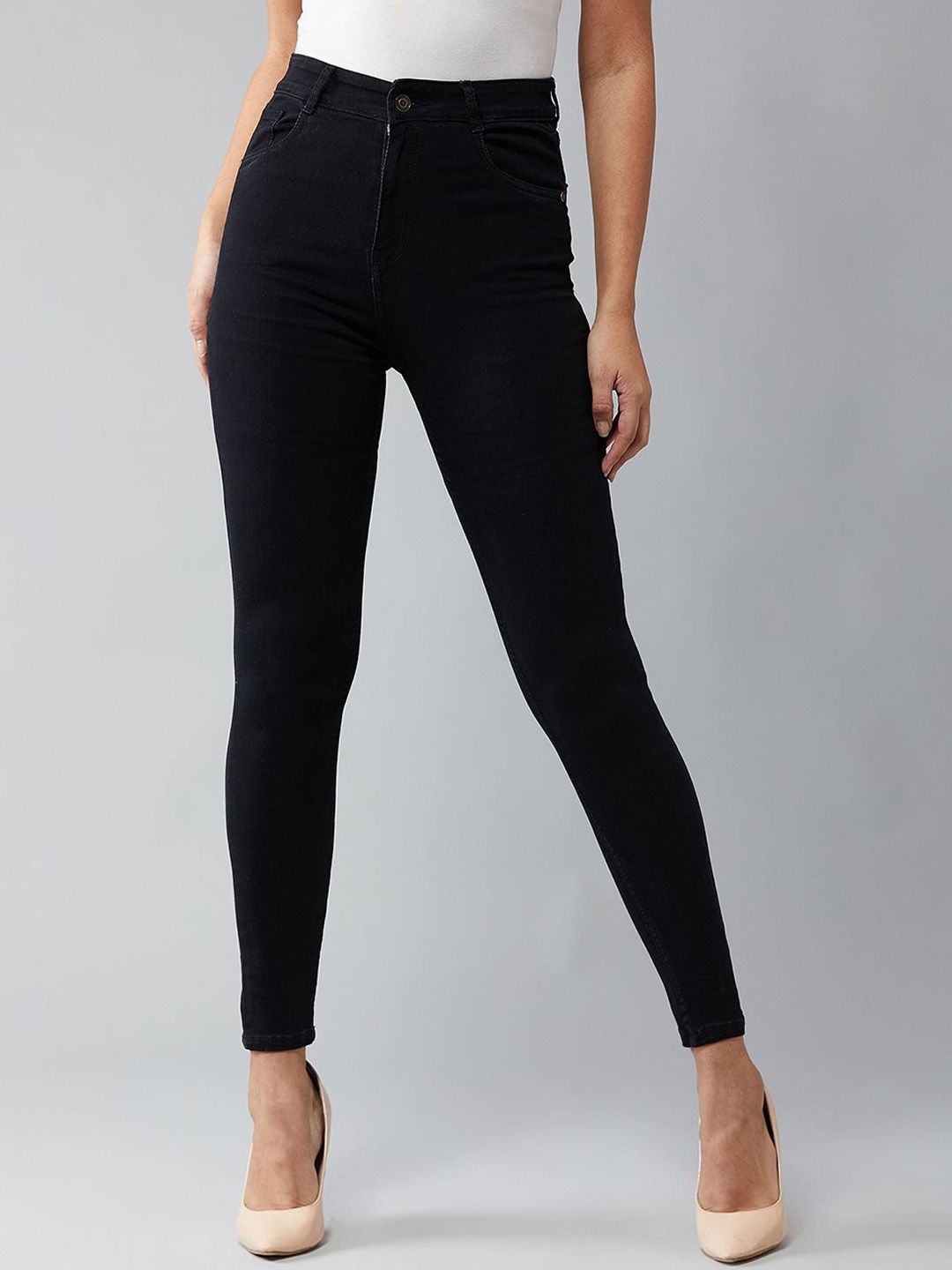 DOLCE CRUDO Skinny Fit High Rise Regular Length Clean Look Stretchable Denim Jeans, Black
DOLCE CRUDO Skinny Fit High Rise Regular Length Clean Look Stretchable Denim Jeans, Black