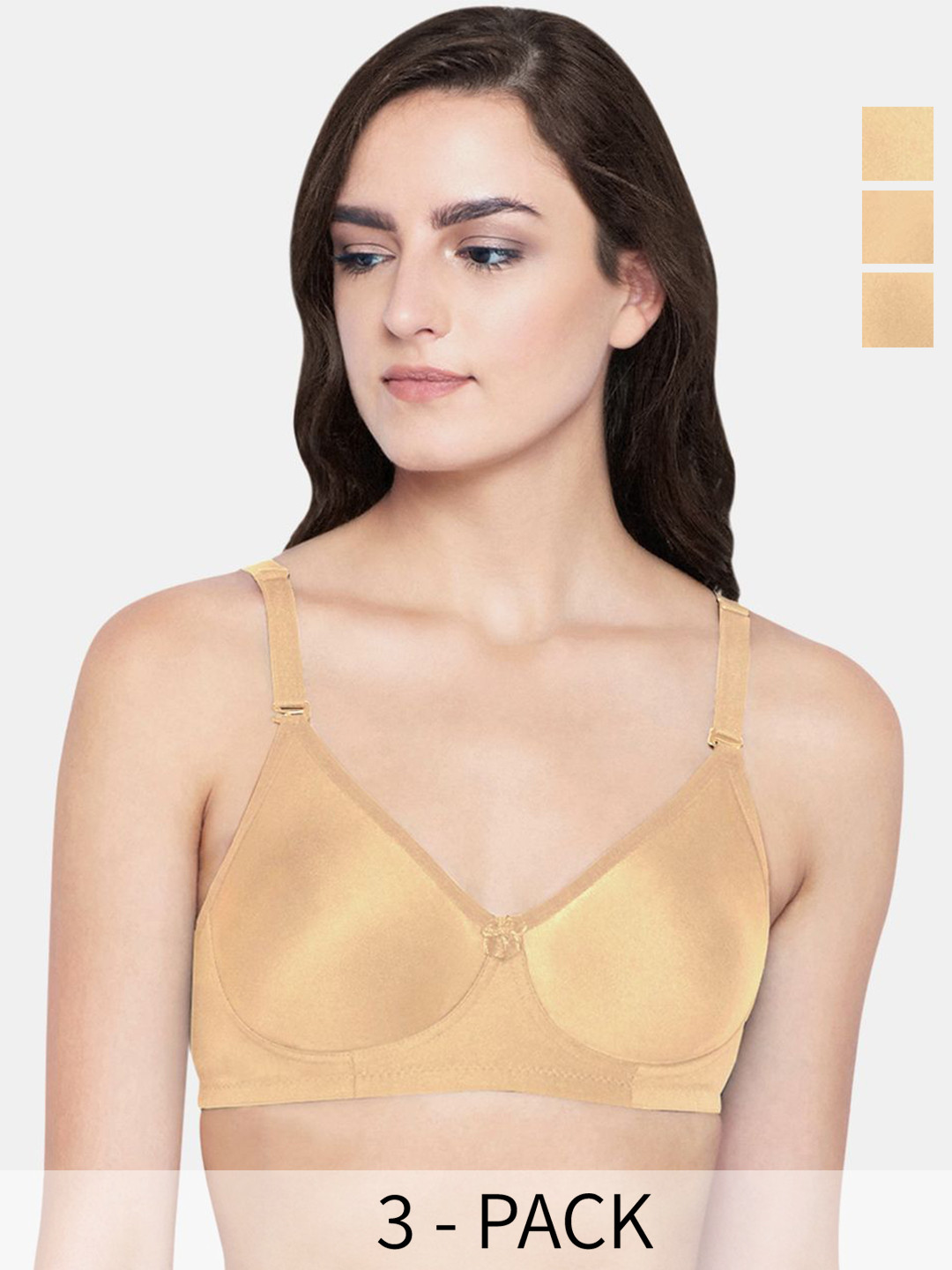 Bodycare Pack Of 3 Full Coverage Anti Bacterial Seamless Non Padded Bra, Beige
Bodycare Pack Of 3 Full Coverage Anti Bacterial Seamless Non Padded Bra, Beige