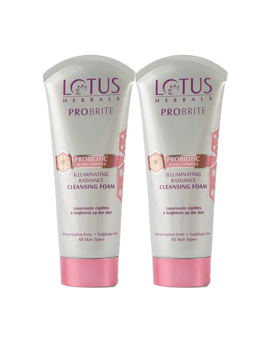 Lotus Herbals Set of 2 Probrite Illuminating Radiance Cleansing Foam - 100 g each, Pink
Lotus Herbals Set of 2 Probrite Illuminating Radiance Cleansing Foam - 100 g each, Pink