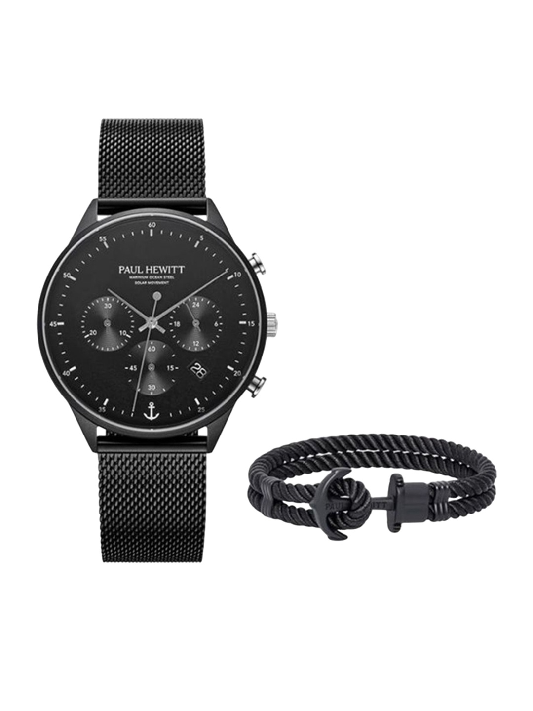PAUL HEWITT Men Embellished Dial & Stainless Steel Bracelet Style Straps Analogue Watch PH-SET-0384-L, Black
PAUL HEWITT Men Embellished Dial & Stainless Steel Bracelet Style Straps Analogue Watch PH-SET-0384-L, Black