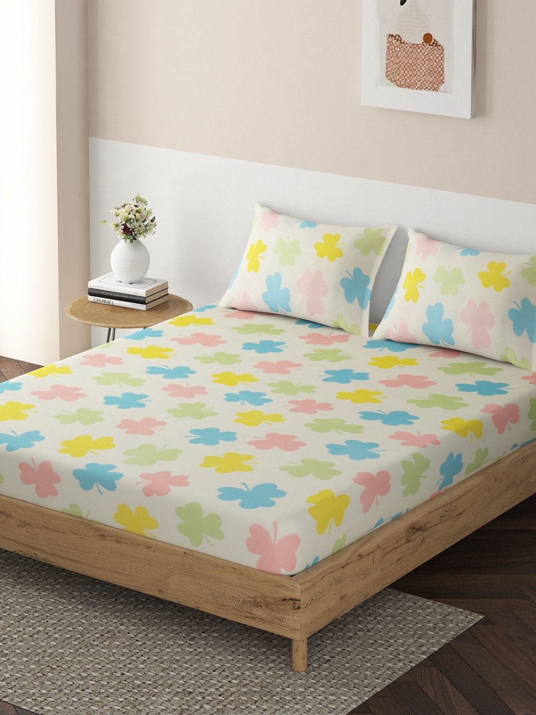 HOKIPO Yellow & Blue Floral Printed Fitted 130 TC Queen Bedsheet With 2 Pillow Covers
HOKIPO Yellow & Blue Floral Printed Fitted 130 TC Queen Bedsheet With 2 Pillow Covers