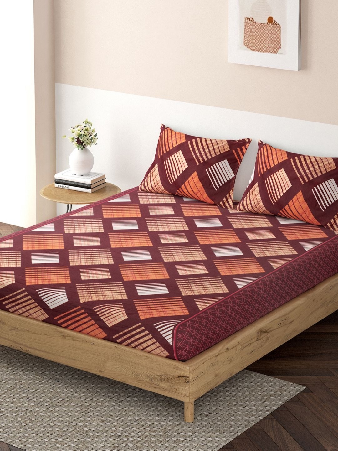 HOKIPO Red Ethnic Motifs Microfiber Fitted 120 TC Single Bedsheet with 1 Pillow Covers
HOKIPO Red Ethnic Motifs Microfiber Fitted 120 TC Single Bedsheet with 1 Pillow Covers