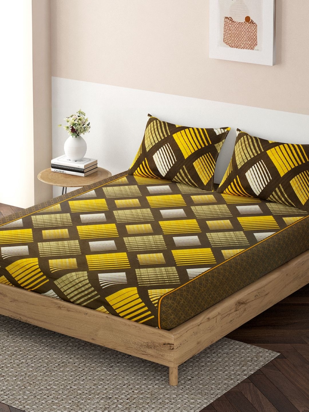 HOKIPO Brown Geometric Microfiber Fitted 120 TC Single Bedsheet with 1 Pillow Covers
HOKIPO Brown Geometric Microfiber Fitted 120 TC Single Bedsheet with 1 Pillow Covers