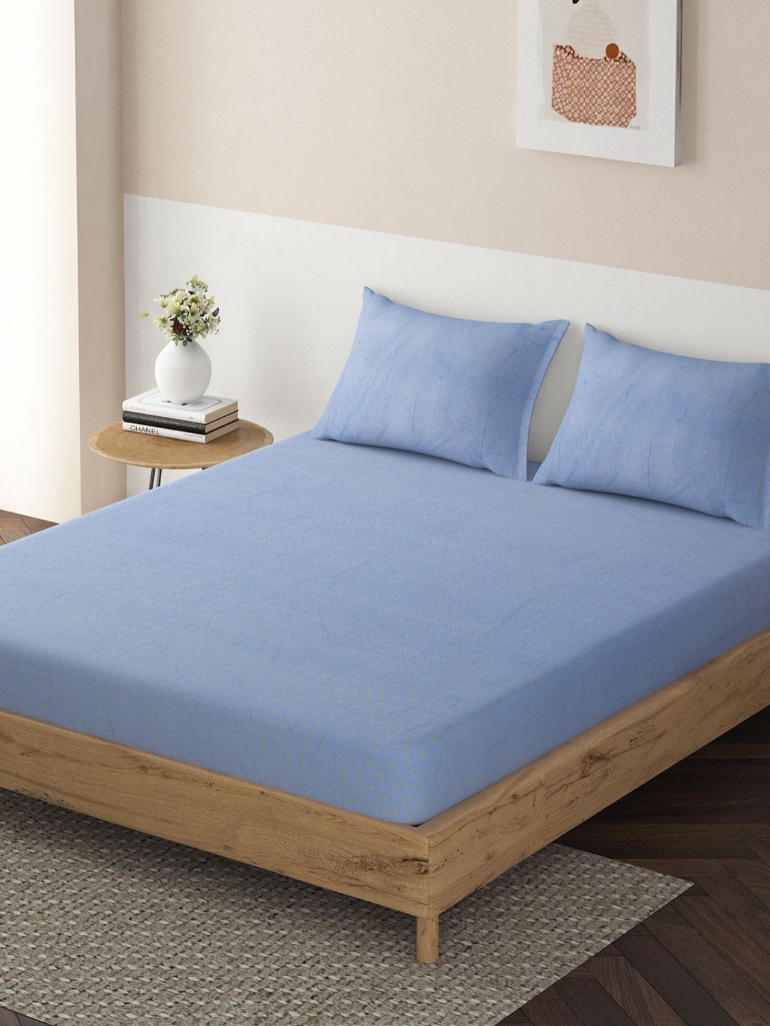 HOKIPO Blue Geometric Printed 130 TC Microfiber Fitted Queen Bedsheet with 2 Pillow Covers
HOKIPO Blue Geometric Printed 130 TC Microfiber Fitted Queen Bedsheet with 2 Pillow Covers