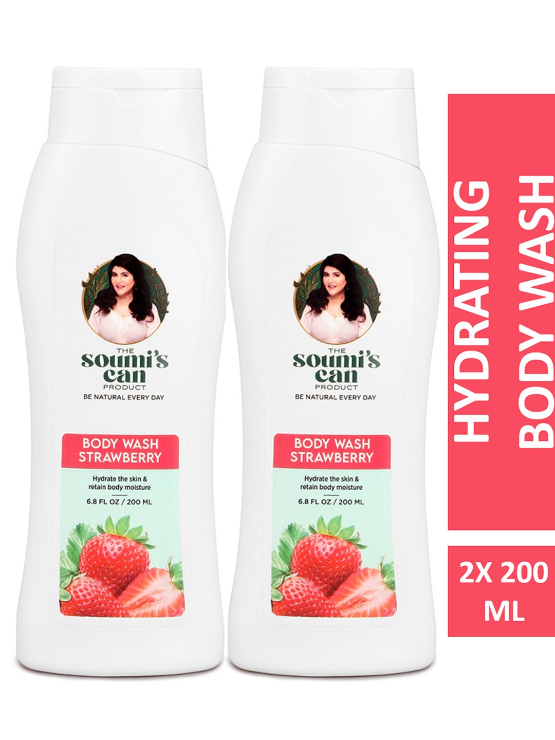 THE SOUMI'S CAN PRODUCT Set of 2 Strawberry Body Wash for Hydration - 200 ml each, White
THE SOUMI'S CAN PRODUCT Set of 2 Strawberry Body Wash for Hydration - 200 ml each, White