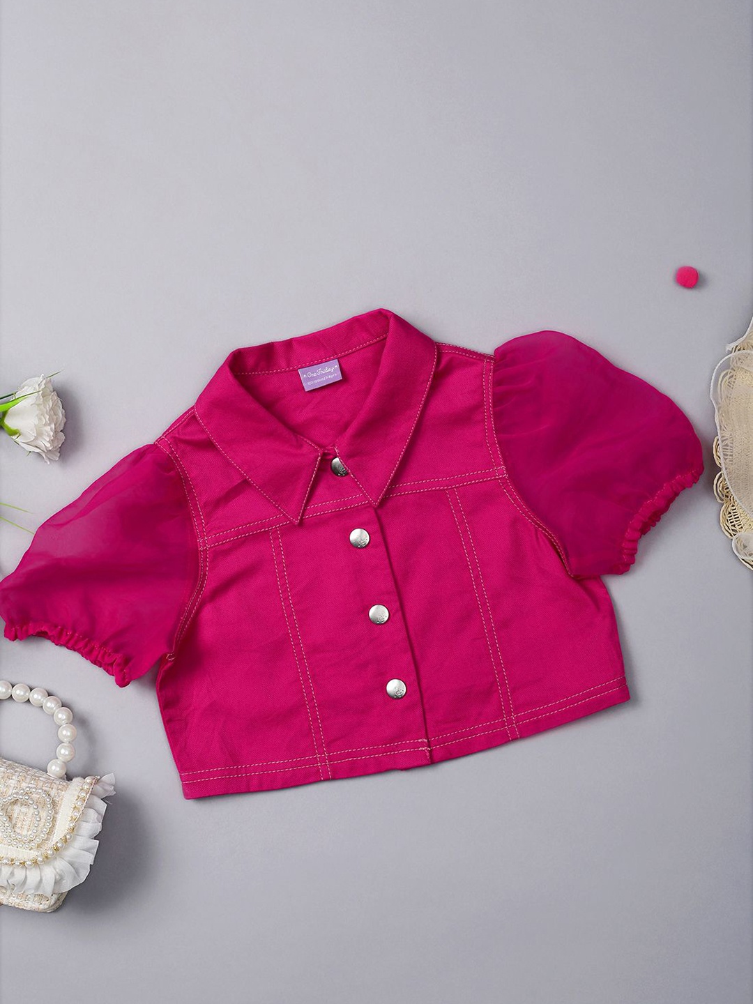 One Friday Kids Girls Pink Cotton Shirt Collar Jacket Puff Sleeve Cotton Shirt Style Top
One Friday Kids Girls Pink Cotton Shirt Collar Jacket Puff Sleeve Cotton Shirt Style Top