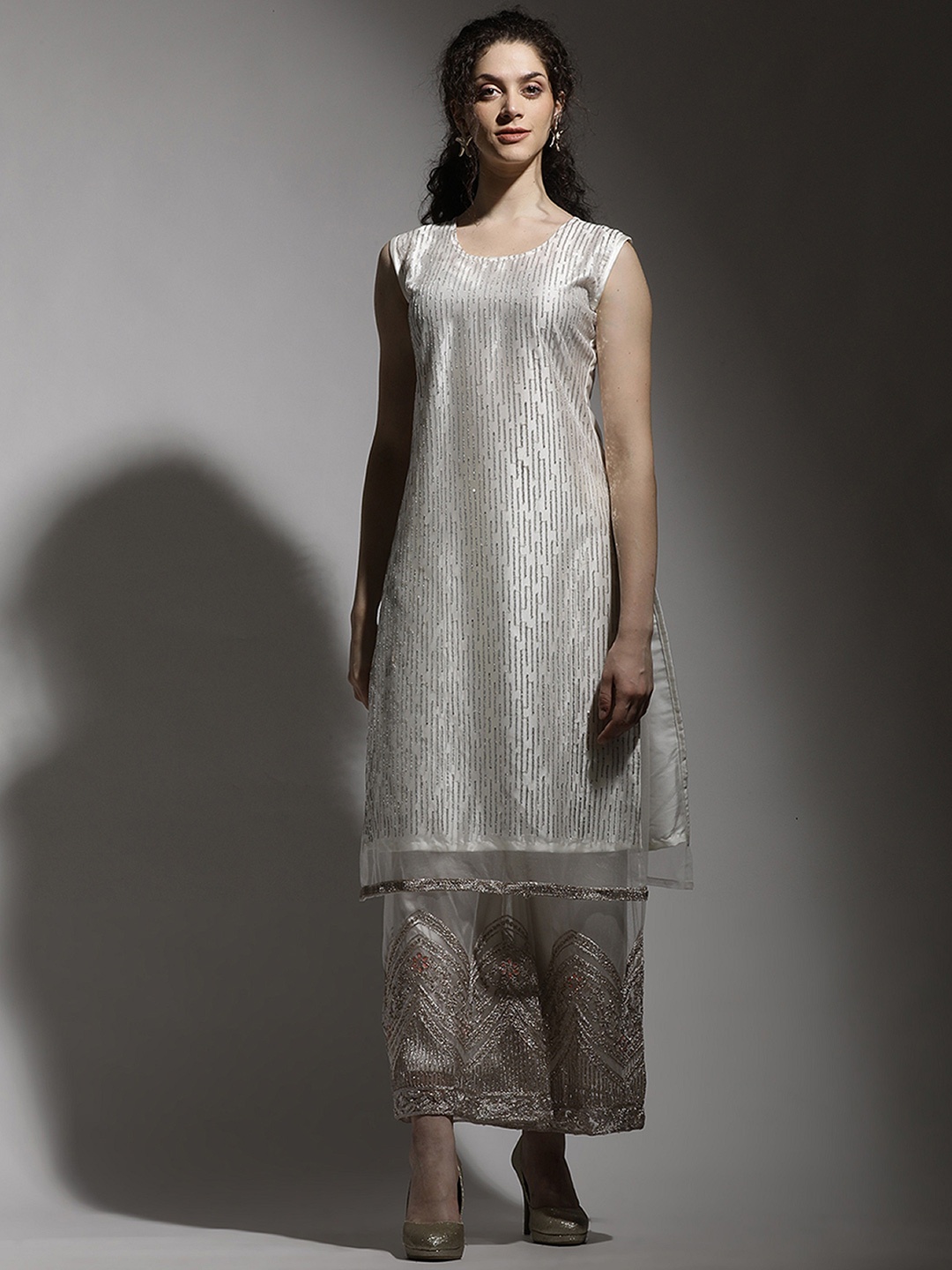 MAHALASA Ethnic Motifs Embroidered Sequinned Net Unstitched Dress Material, Off white
MAHALASA Ethnic Motifs Embroidered Sequinned Net Unstitched Dress Material, Off white