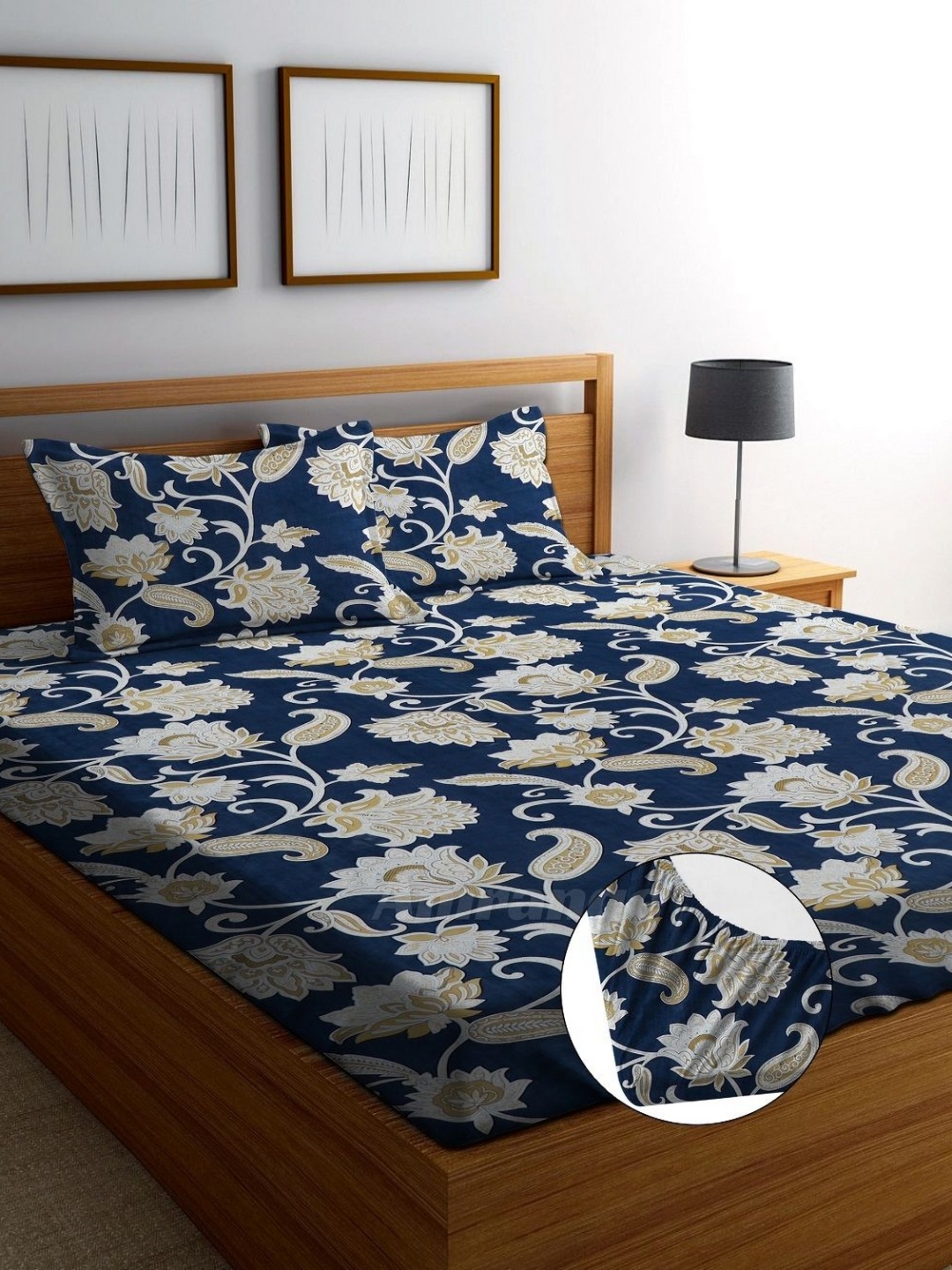 AMRANGE Navyblue Printed Microfiber 250 TC Fitted King Bedsheet With 2 Pillow Covers, Navy blue
AMRANGE Navyblue Printed Microfiber 250 TC Fitted King Bedsheet With 2 Pillow Covers, Navy blue