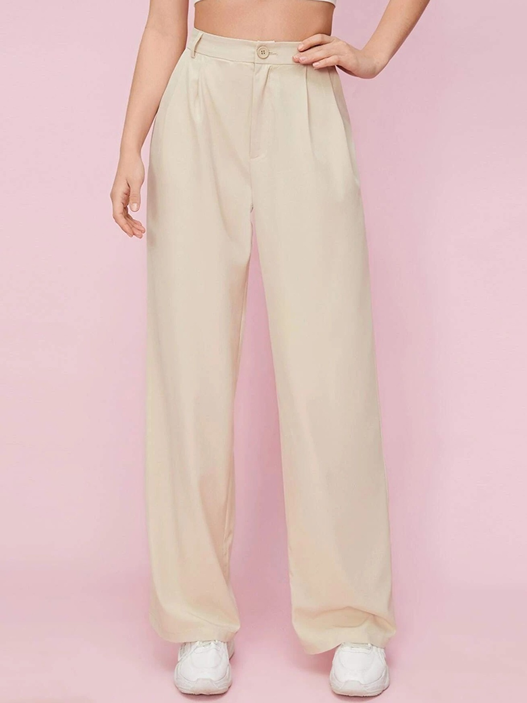 FNOCKS Women Comfort Loose Fit High-Rise Wrinkle Free Pleated Parallel Trousers, Cream
FNOCKS Women Comfort Loose Fit High-Rise Wrinkle Free Pleated Parallel Trousers, Cream