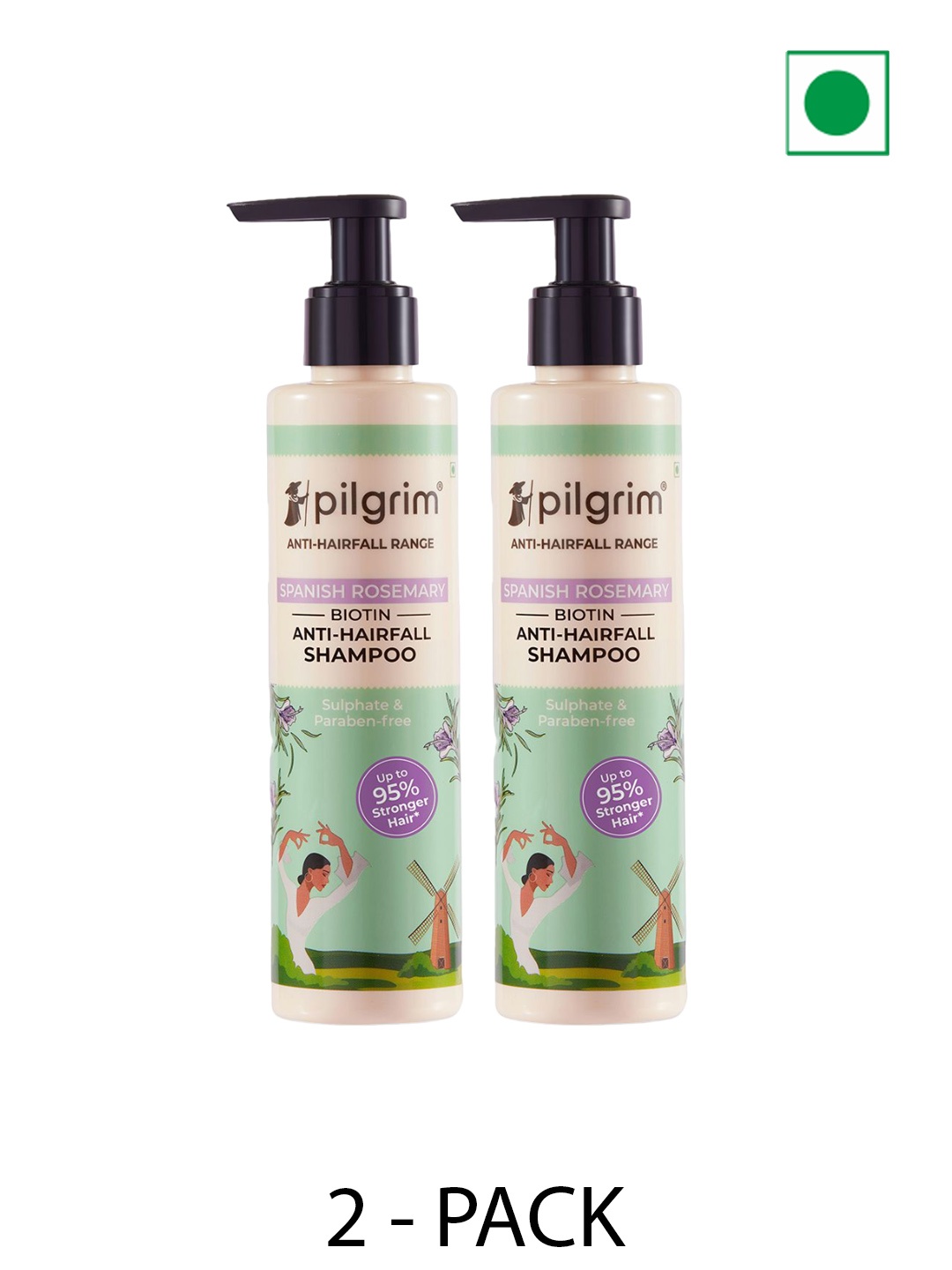 Pilgrim Set of 2 Spanish Rosemary & Biotin Anti-Hairfall Shampoo - 200 ml each, Green
Pilgrim Set of 2 Spanish Rosemary & Biotin Anti-Hairfall Shampoo - 200 ml each, Green