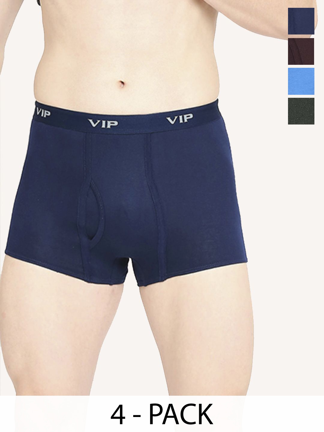 VIP Men Pack Of 4 Assorted Pure Cotton Breathability Trunks VP-MI-TR-PUNCH-10P-PO2-110, Blue
VIP Men Pack Of 4 Assorted Pure Cotton Breathability Trunks VP-MI-TR-PUNCH-10P-PO2-110, Blue